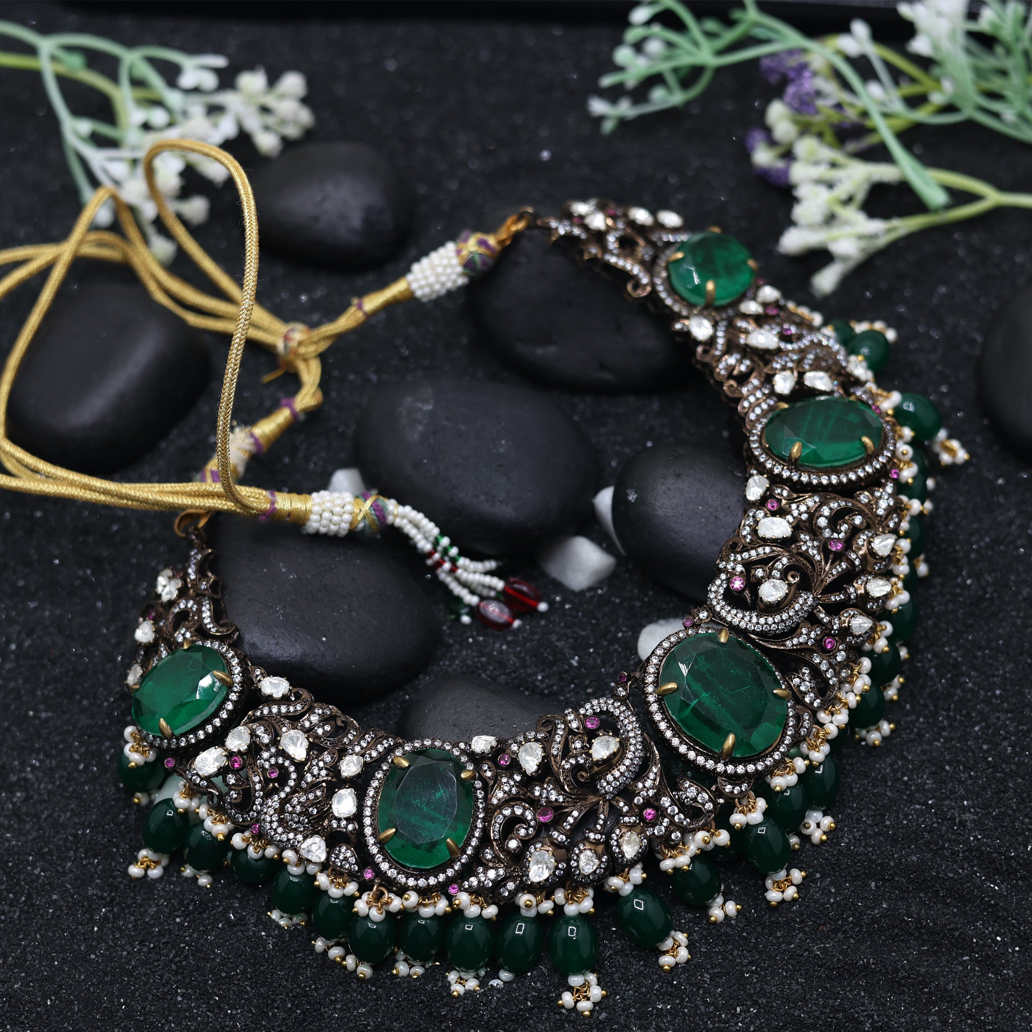 Antique Plated Vintage Kundan Necklace For Women