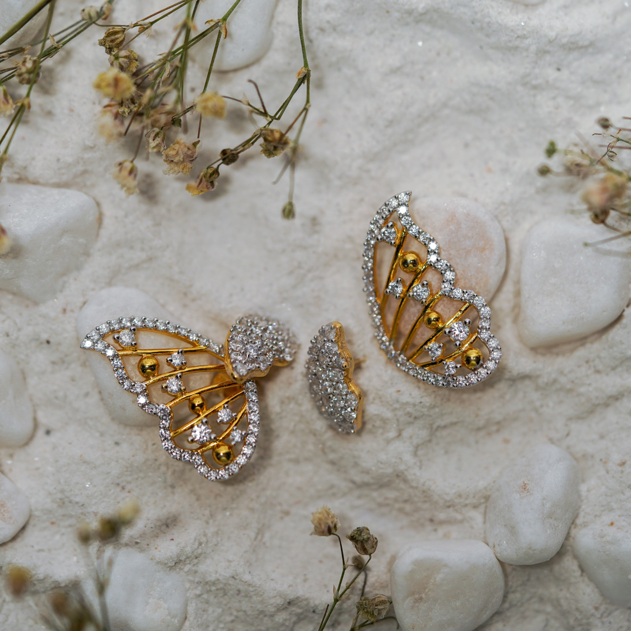 Half Winged Butterfly Stud Earrings