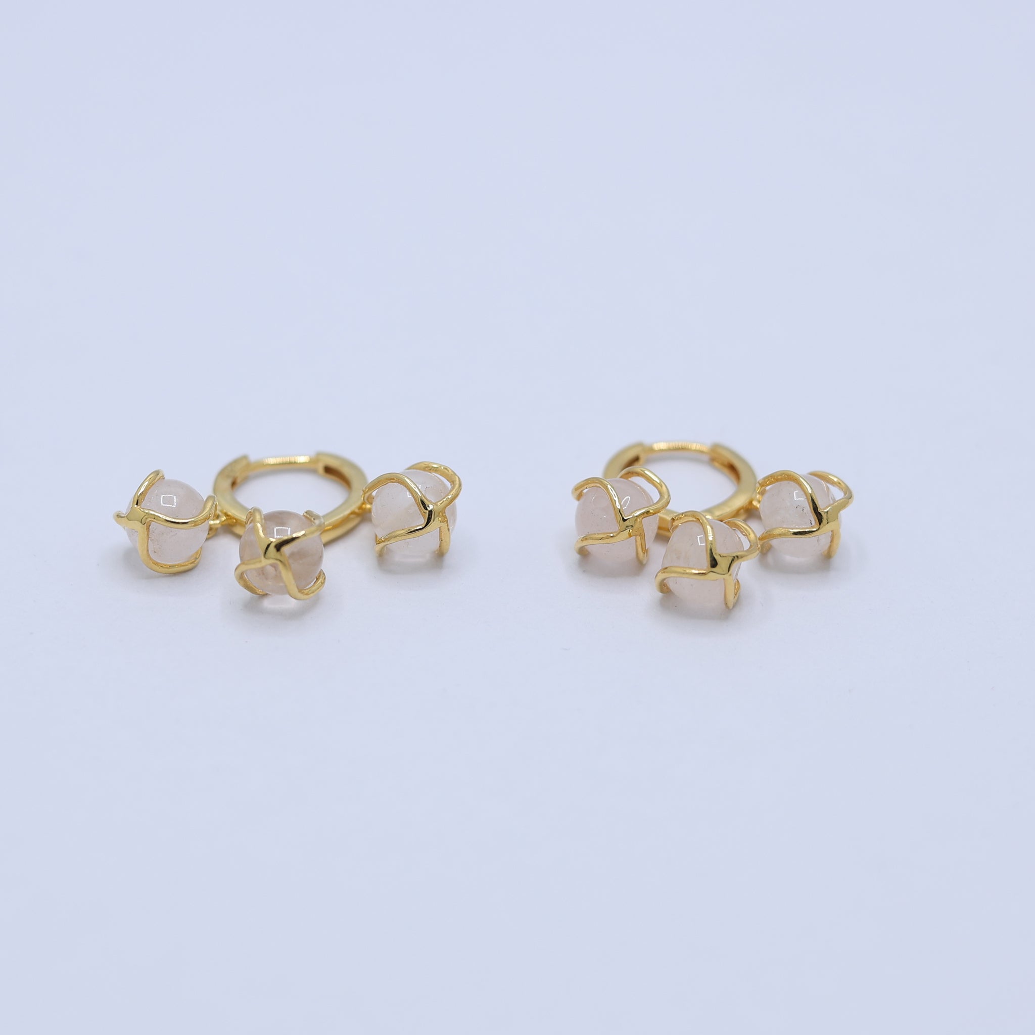 Silver Triple Dangling Hoops Overlapping Loops Yellow Gold Earring For Woman