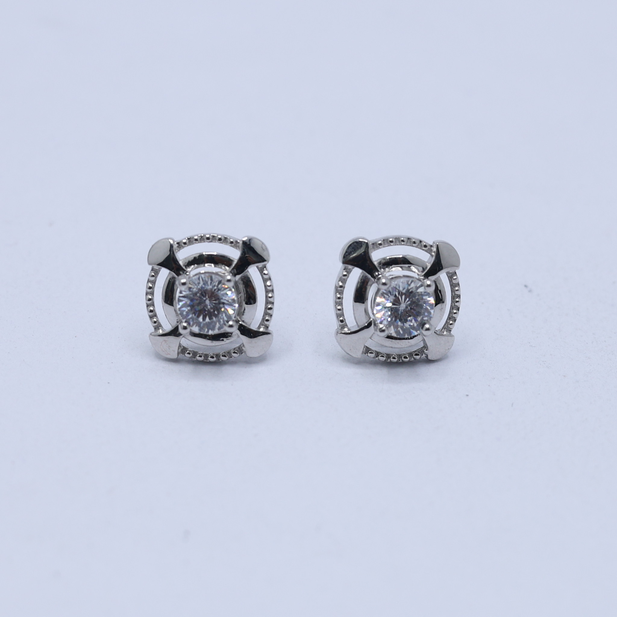 Ornate Circle Silver White Gold Plated Earrings For Women