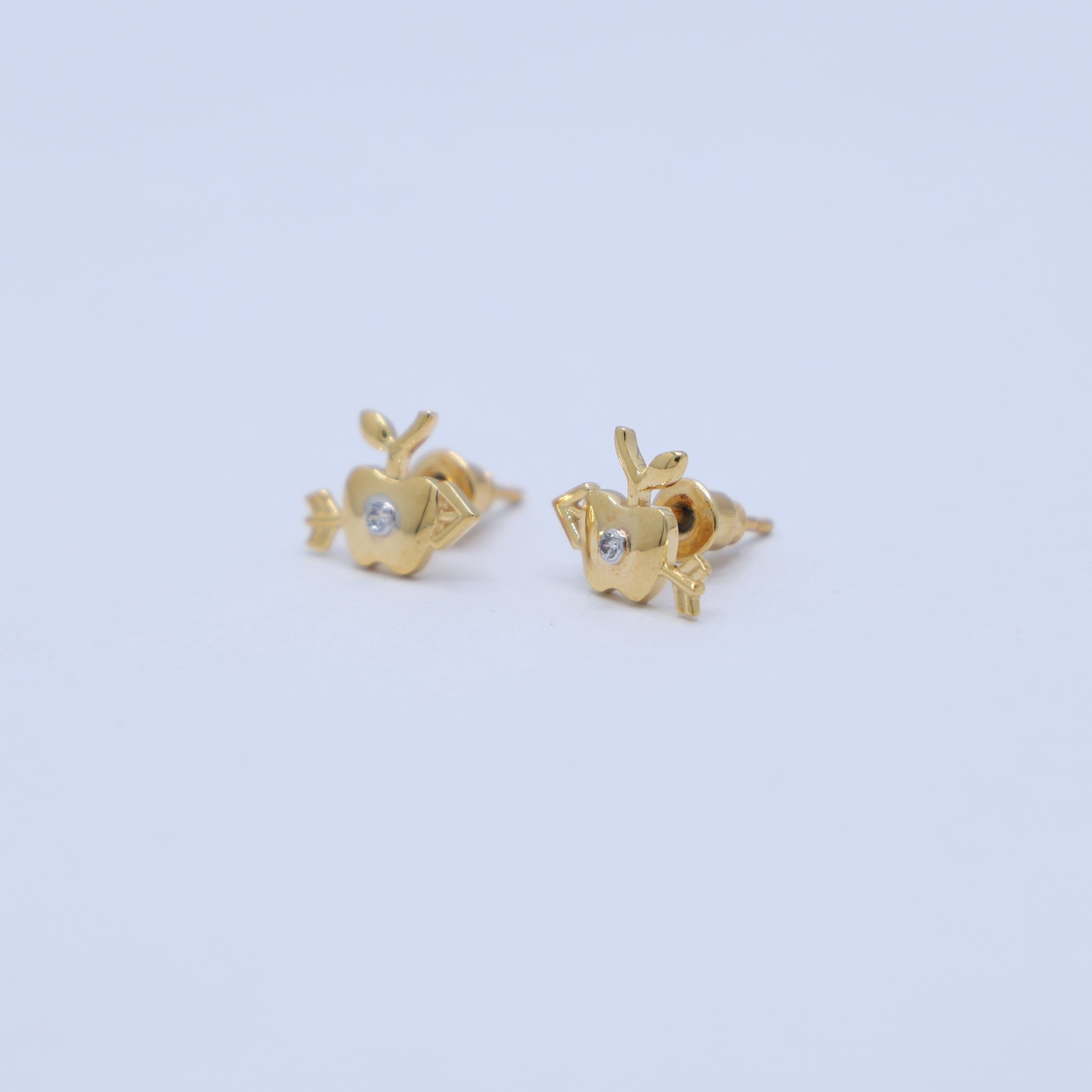 Apple Arrow Yellow Gold Silver Playful Earring for Kids