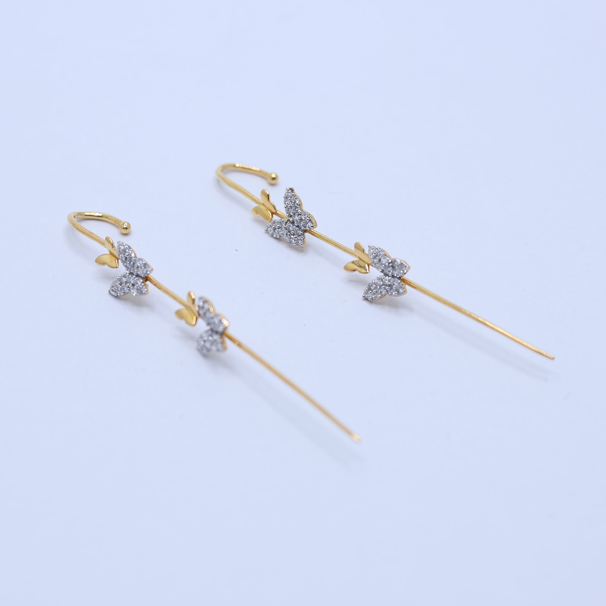 Silver Pave-Crystal Butterfly Ear Cuff Trendy Yellow Gold Non-Pierced Style Earring For Woman