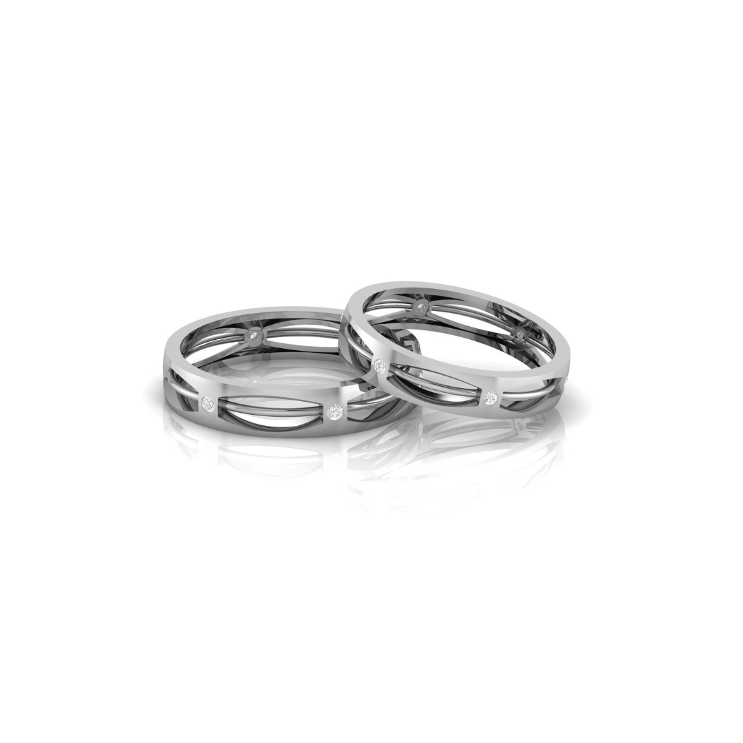 Adjustable Silver White Gold Elegant Open-Pattern Band For Couple