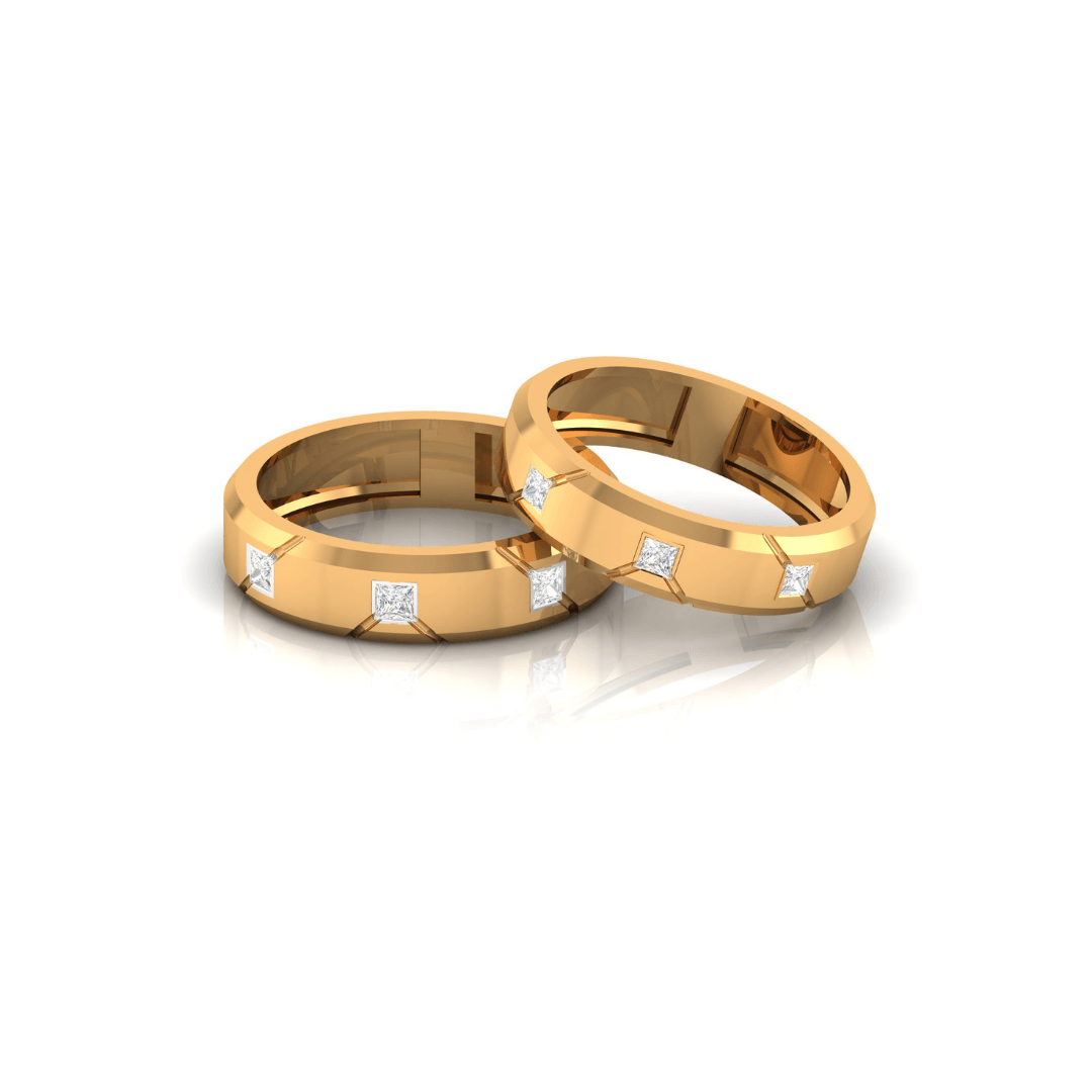 Adjustable Silver Yellow Gold Charming Triple-Diamond Band For Couple