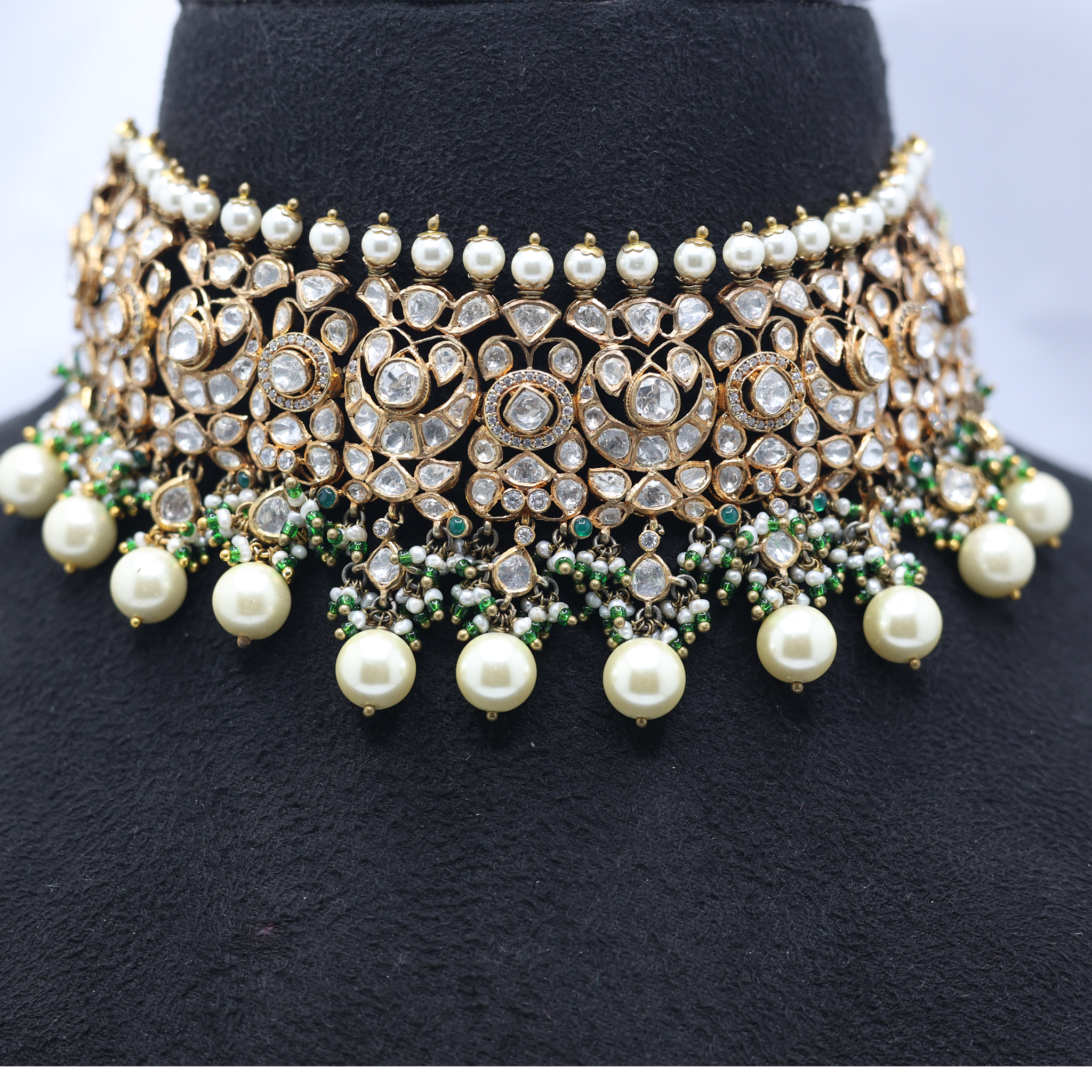 Attractive Antique Plating Polki Necklace For Woman