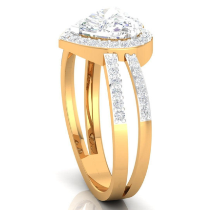 Timeless Heart Yellow Gold Silver Adjustable Sparkling Ring For Women