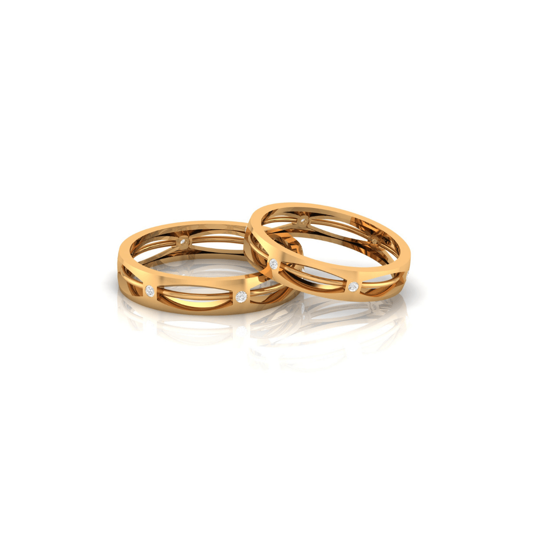 Adjustable Silver Yellow Gold Elegant Open-Pattern Band For Couple