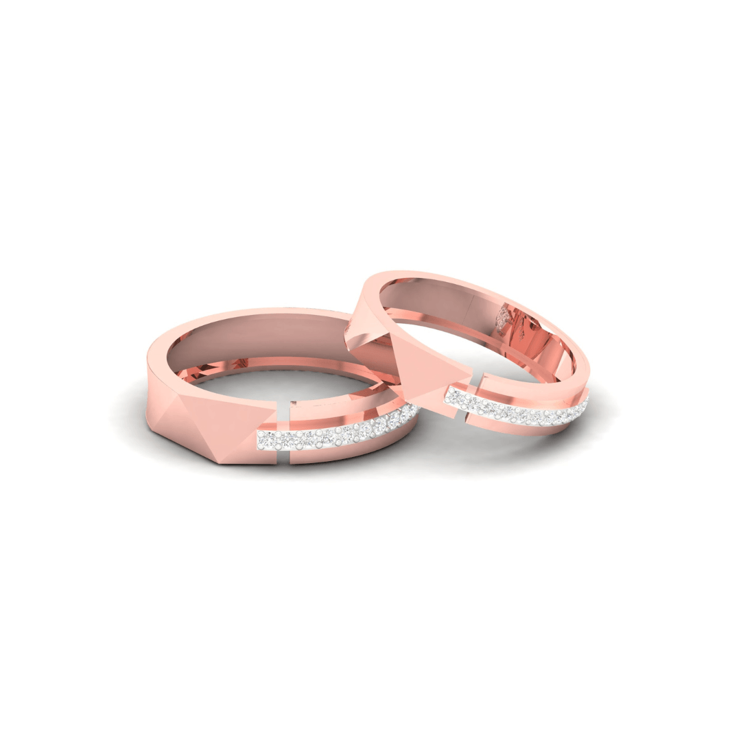 Split Rose Gold Adjustable Silver Modern Band For Couple