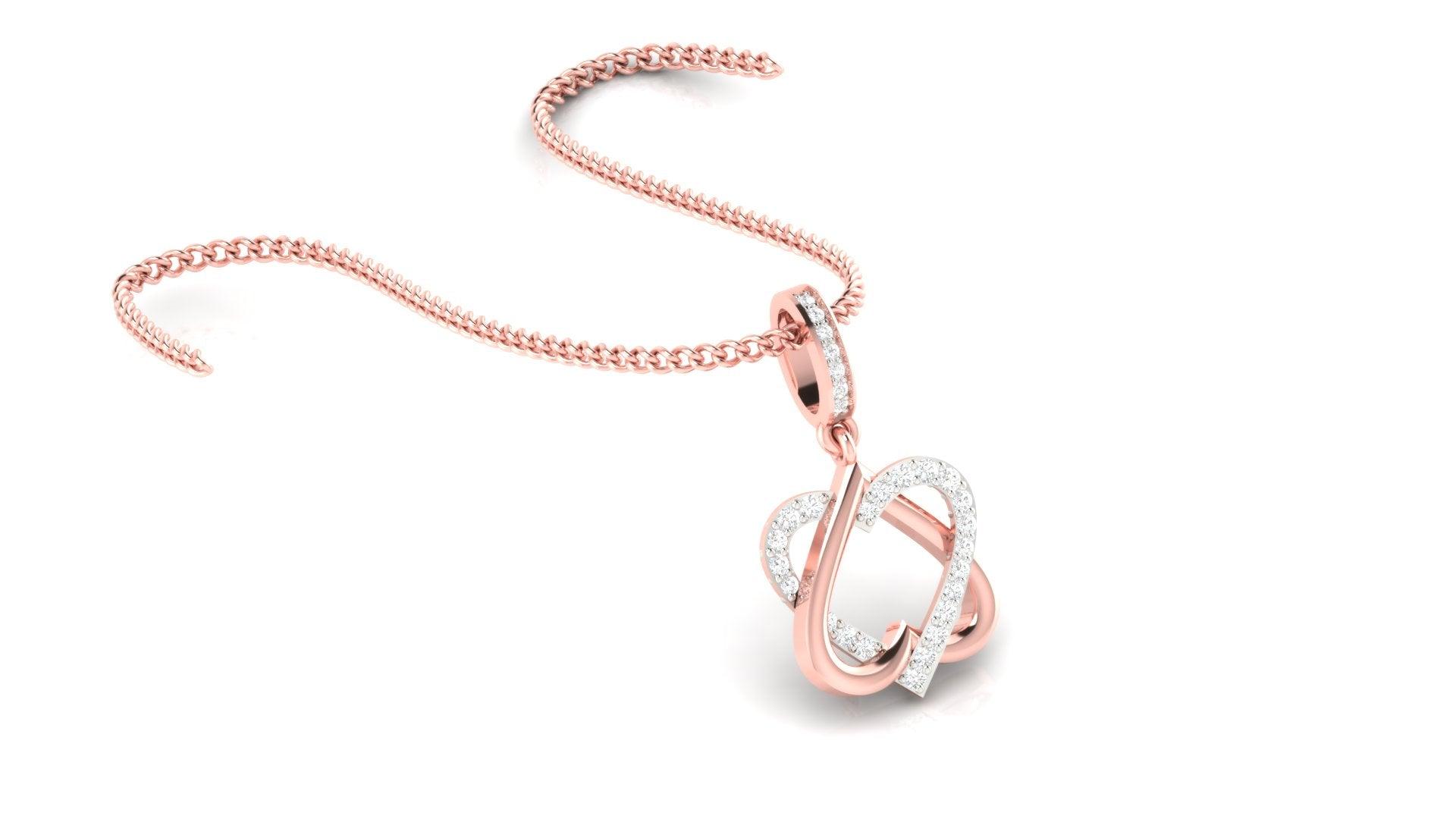 Silver Elegant Adjustable Interlock Double Heart Rose Gold Pendant For Women