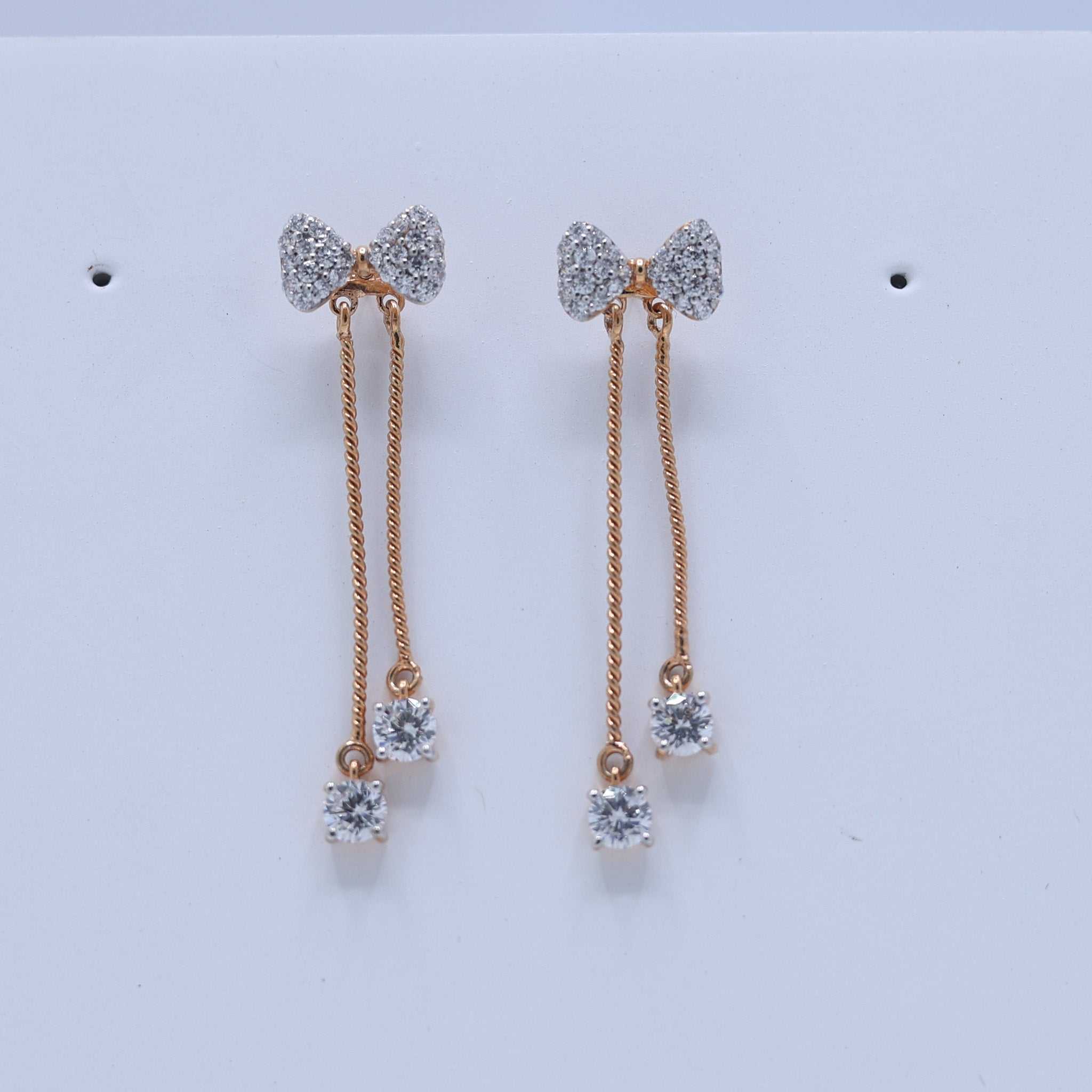 Silver Sparkle Chic Bow Motif Yellow Gold Earring For Woman