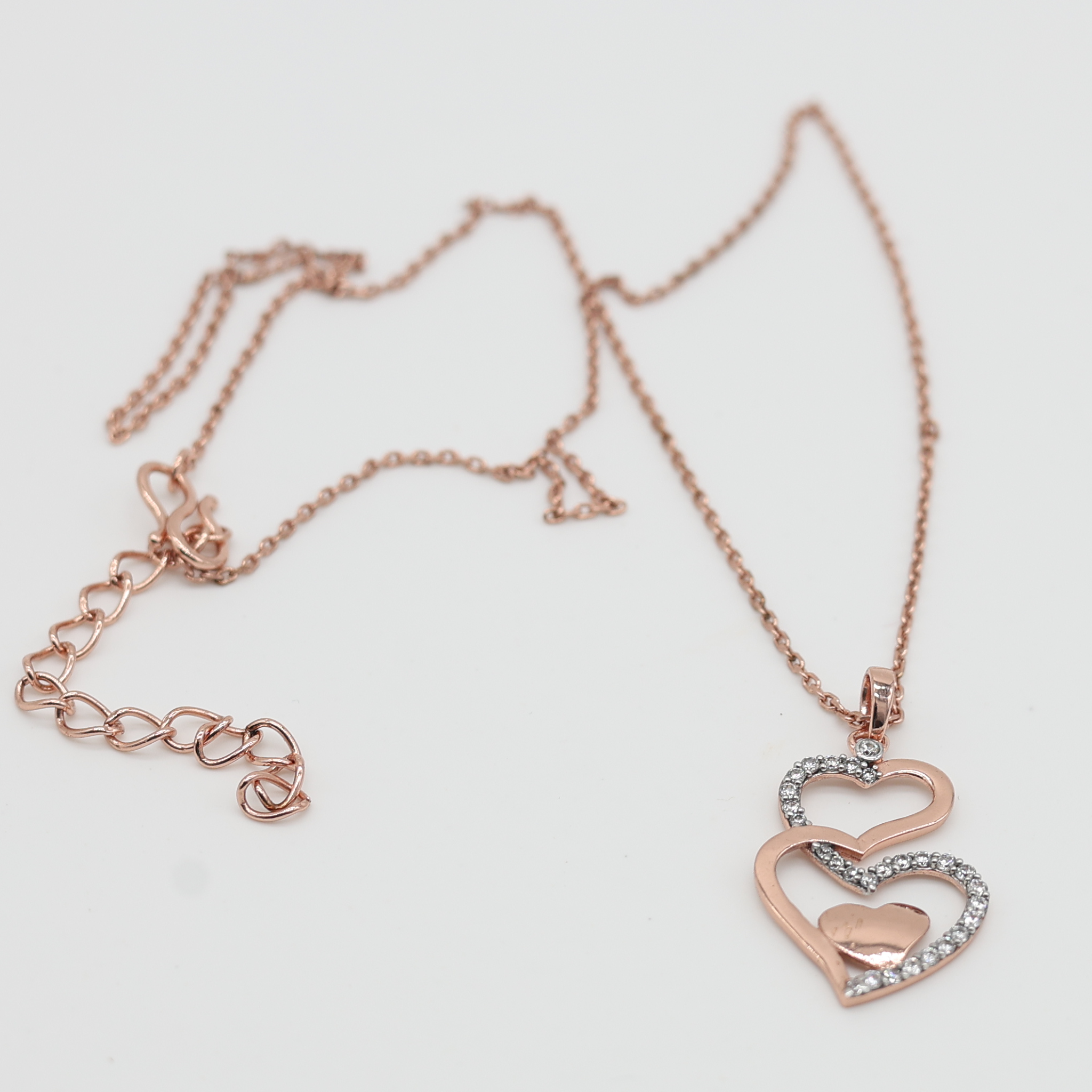 Silver Elegant Adjustable Heart Layer Rose Gold Pendant For Women