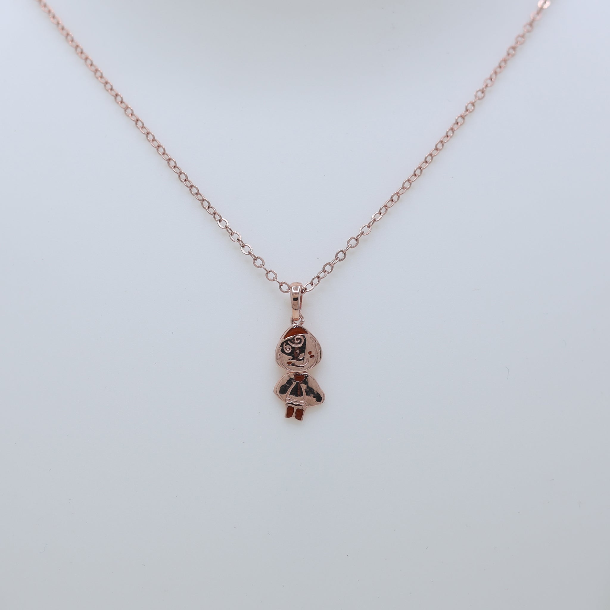 Silver Mini Cartoon-Inspired Small Child Figure Rose Gold Pendant For Kids