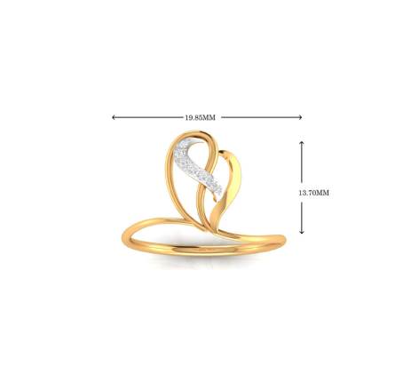 Yellow Gold Plated Adjustable Open Heart Silver Modern Ring For Women