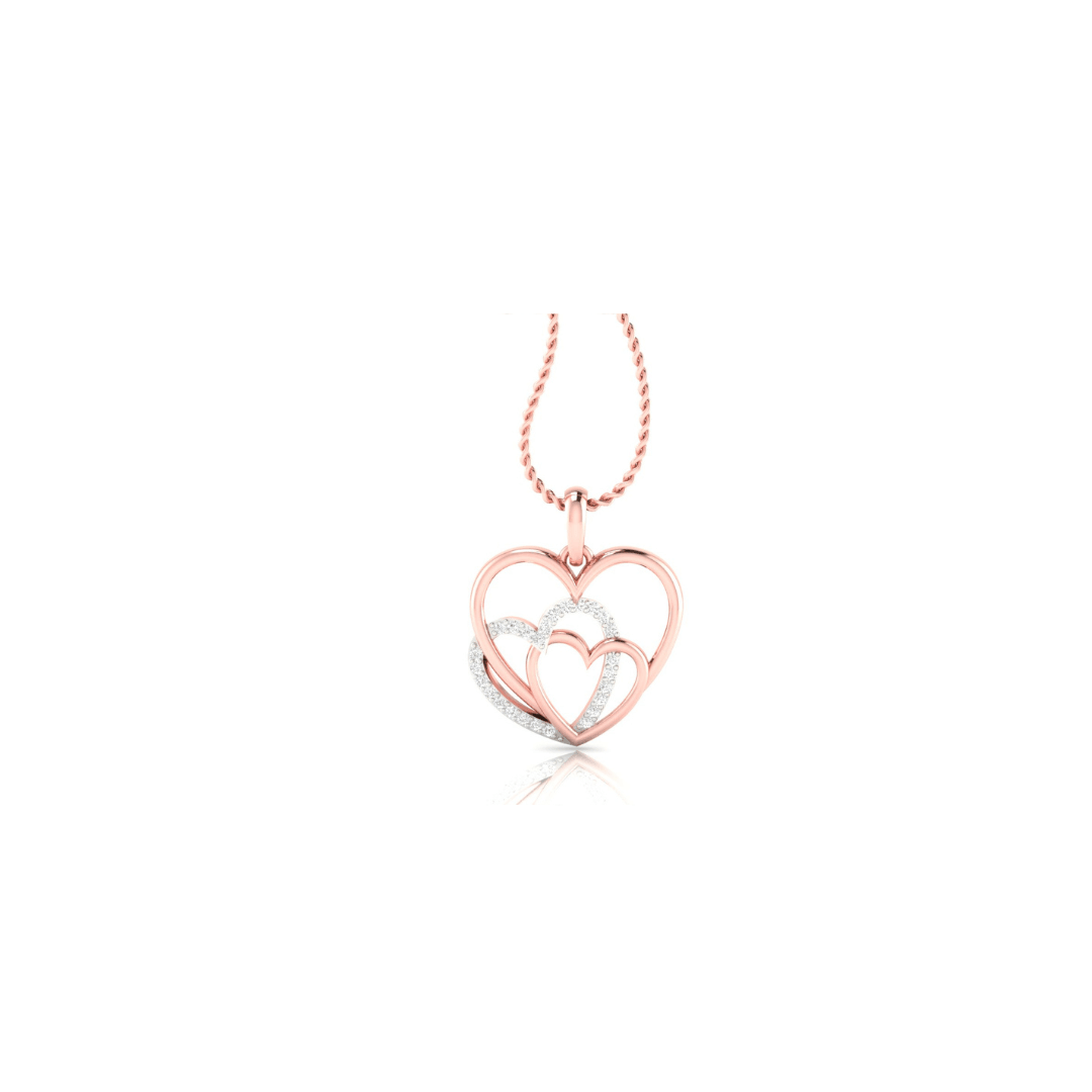 Silver Radiant Adjustable Interlock Triple Heart Rose Gold Pendant For Women