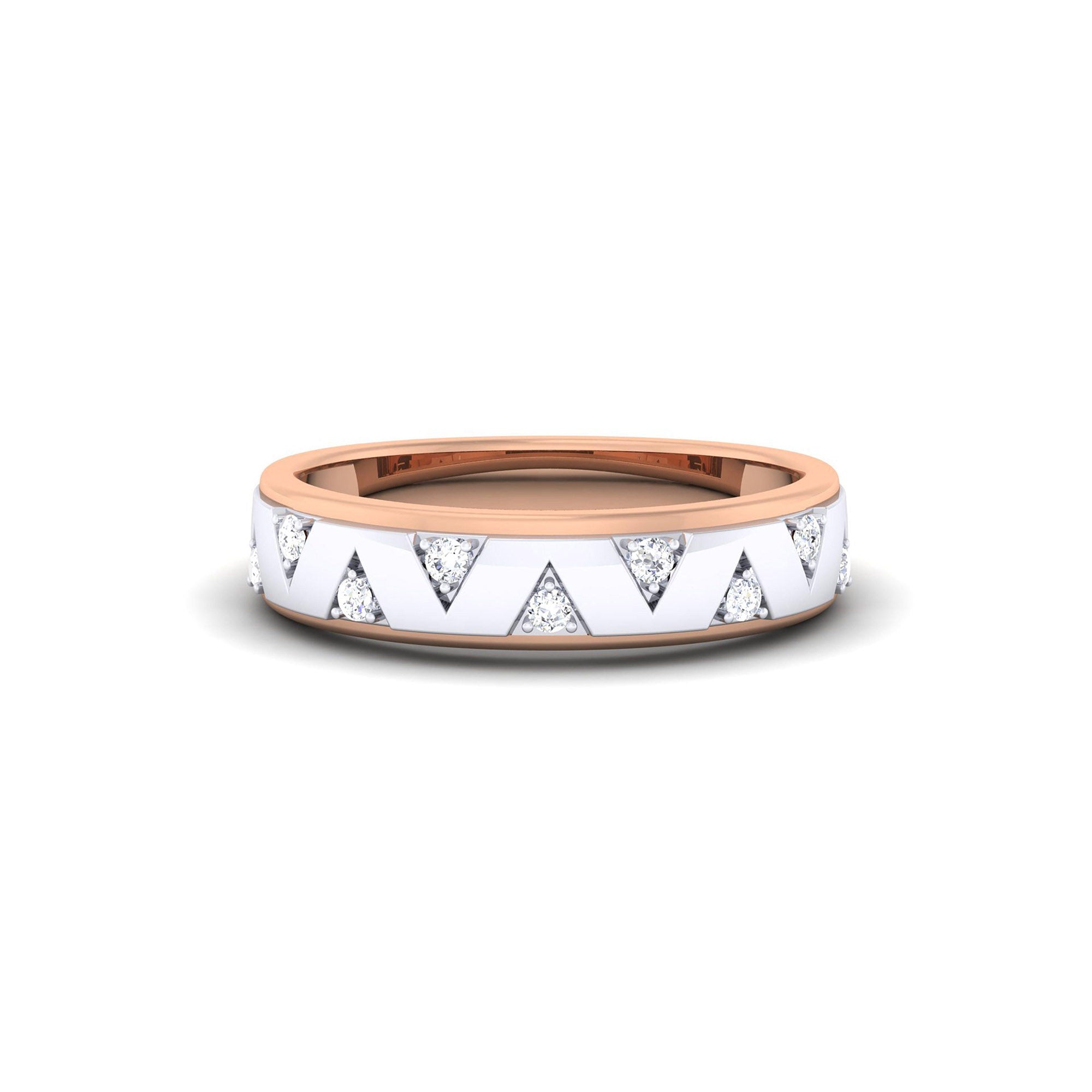 Adjustable Modern Silver Rose Gold Chevron Band