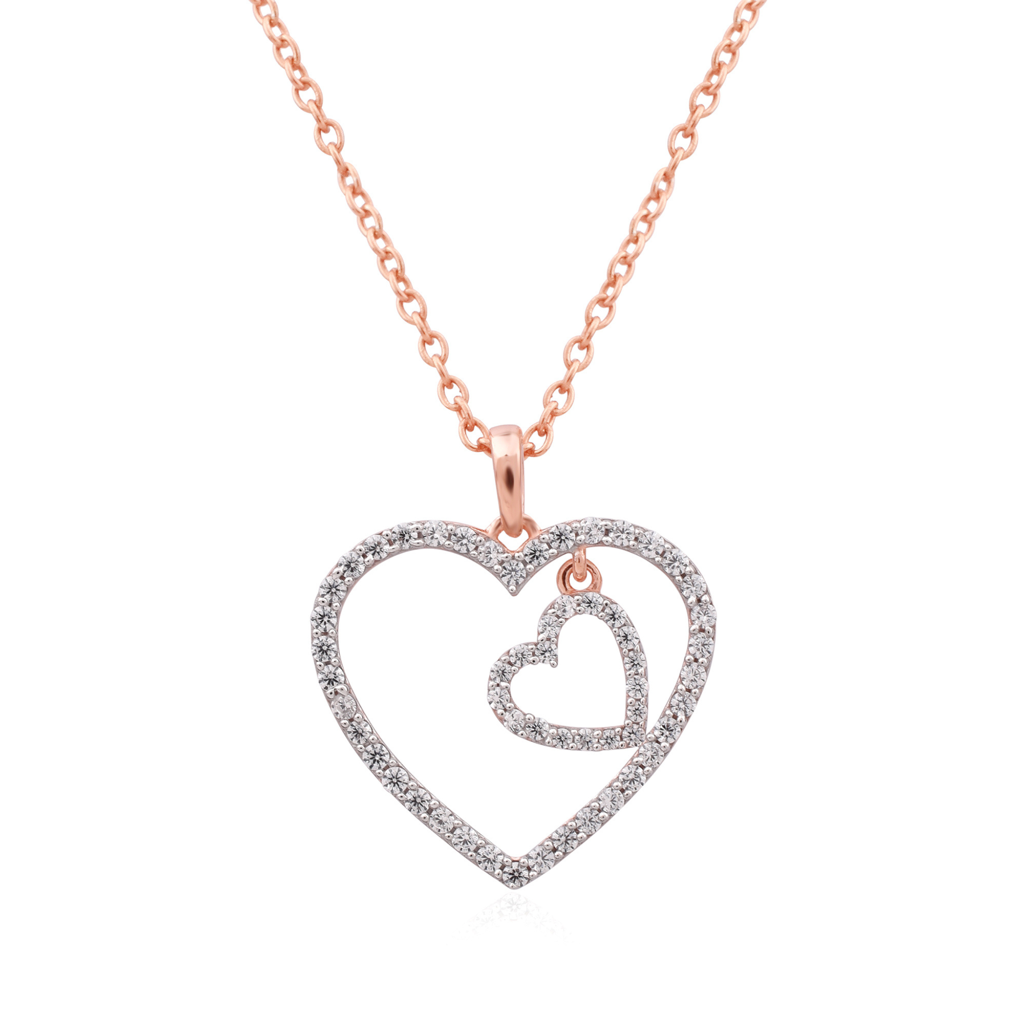 Silver Modern Adjustable Double Heart Rose Gold Pendant For Women