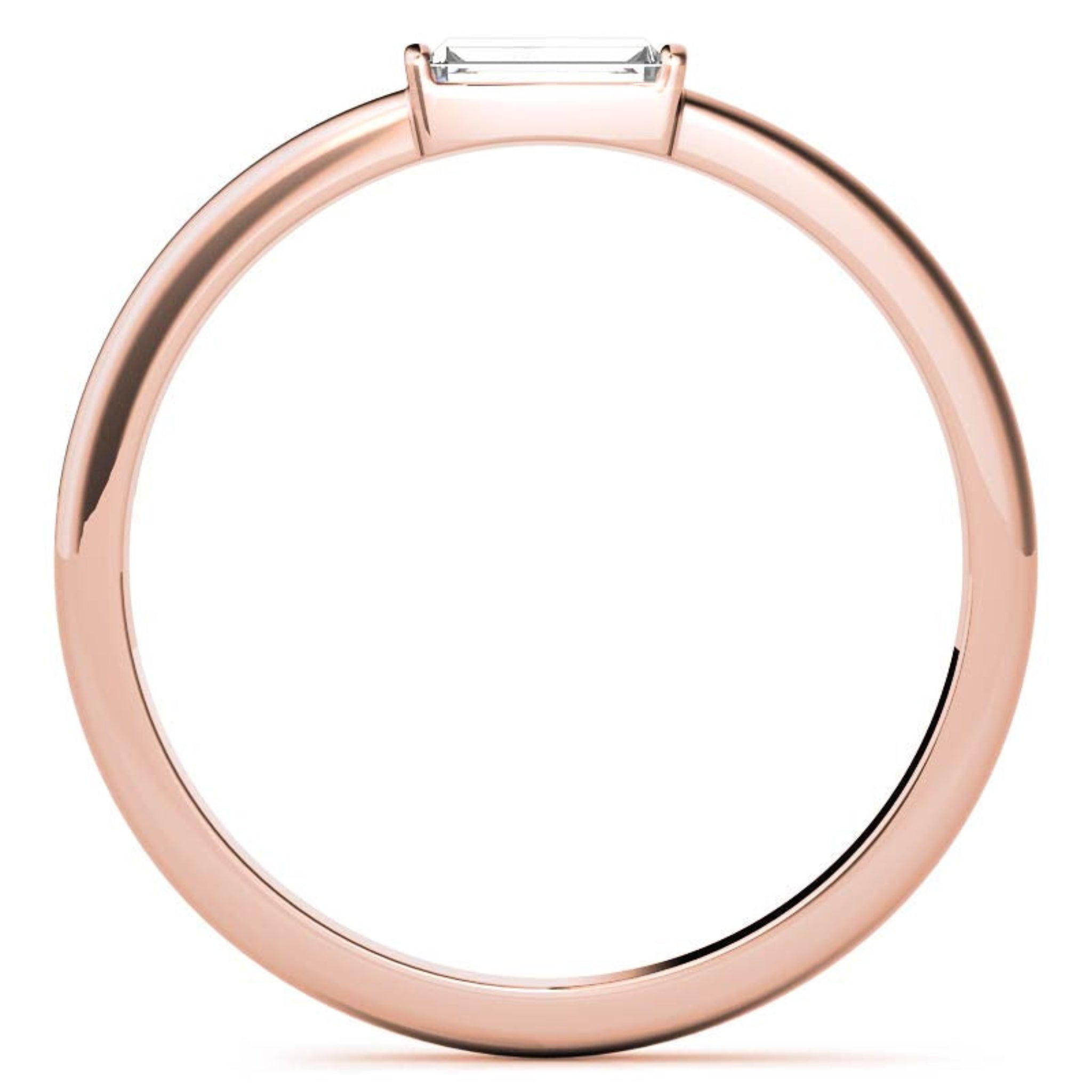 Rose Gold Silver Small Bezel Adjustable Horizontal Baguette Ring for Women