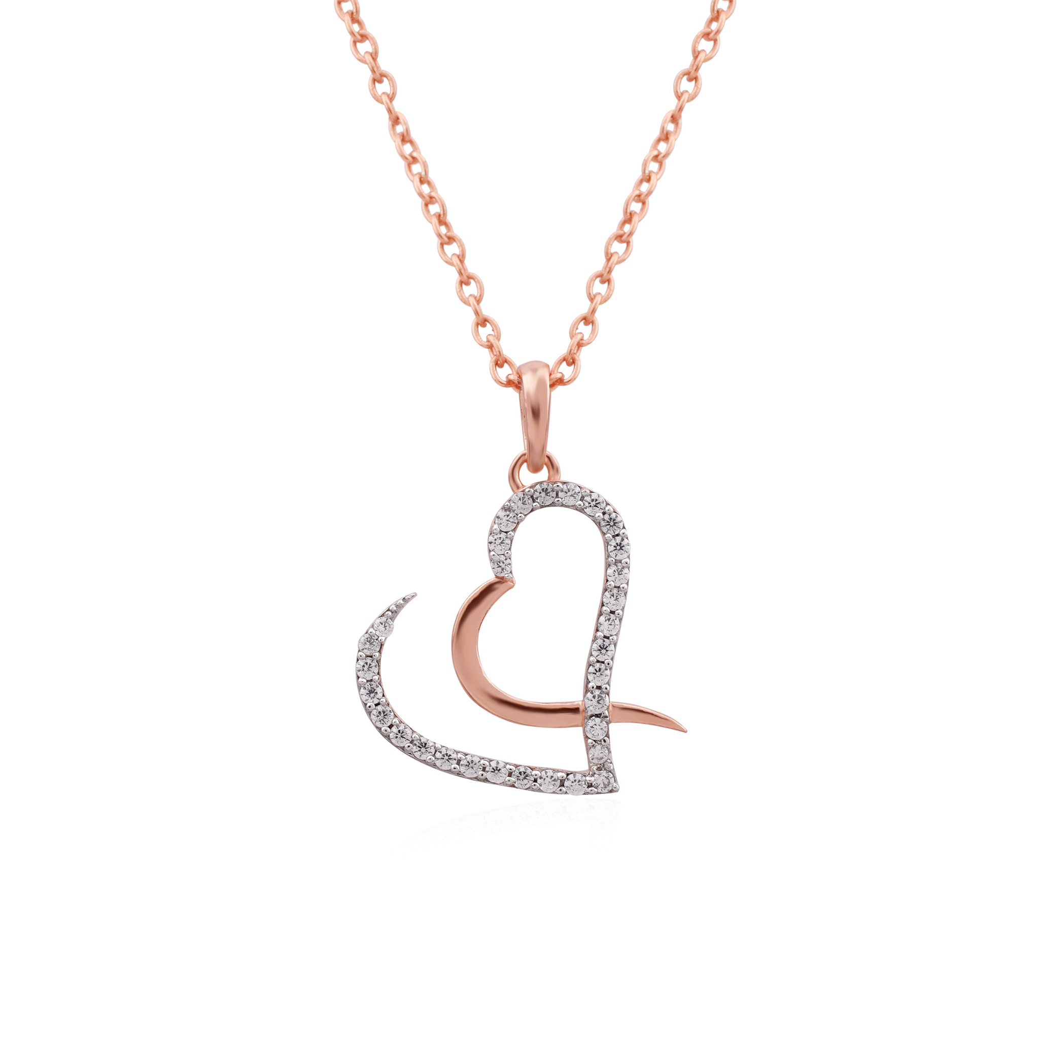 Silver Enchanting Adjustable Open-Heart Rose Gold Pendant For Women