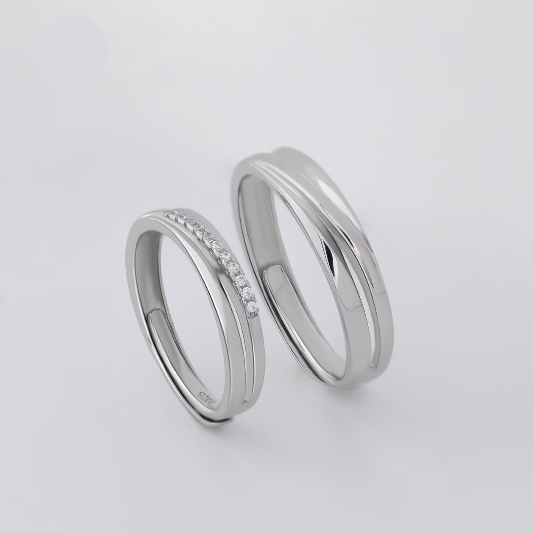 925 Sterling Silver Timeless Brilliance Adjustable Couple Bands AUS-95 ...