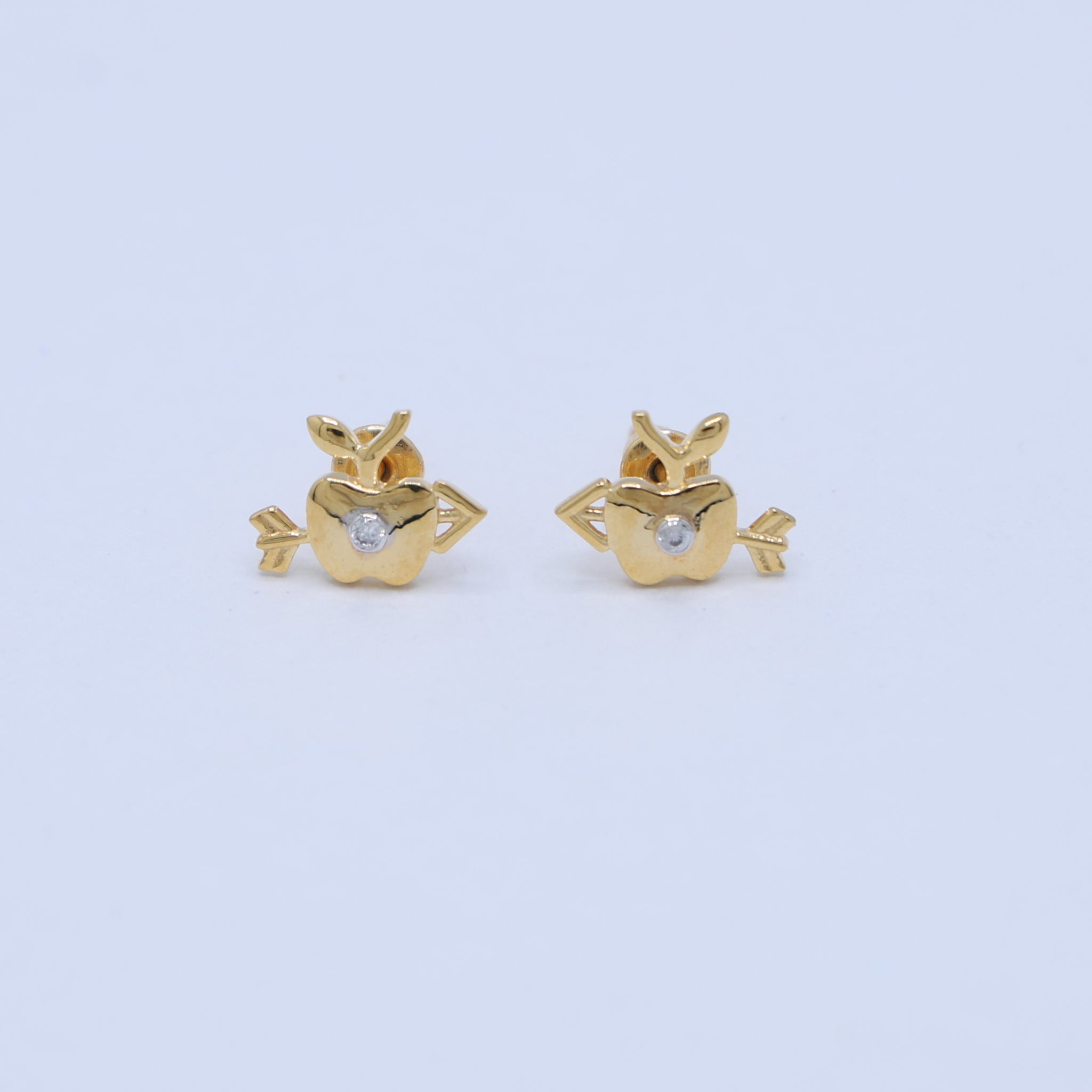 Apple Arrow Yellow Gold Silver Playful Earring for Kids