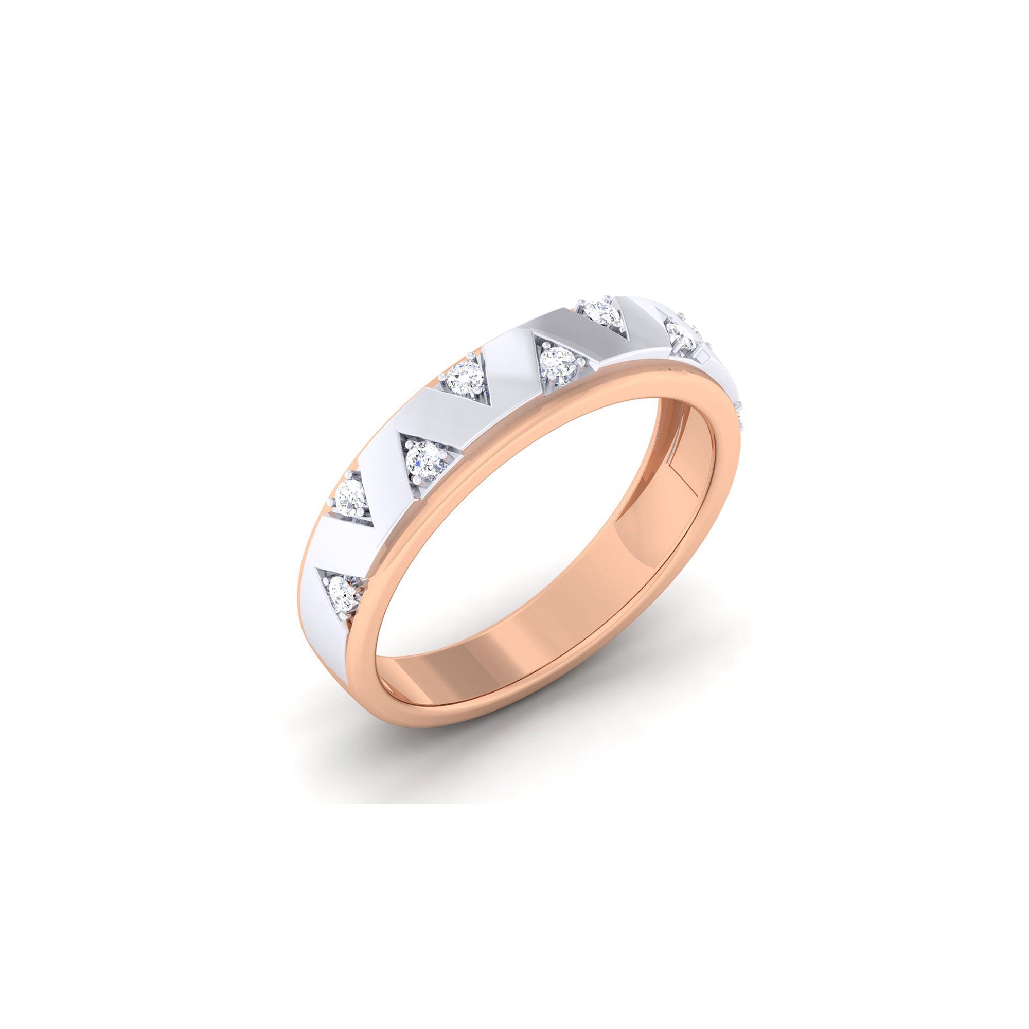 Adjustable Modern Silver Rose Gold Chevron Band