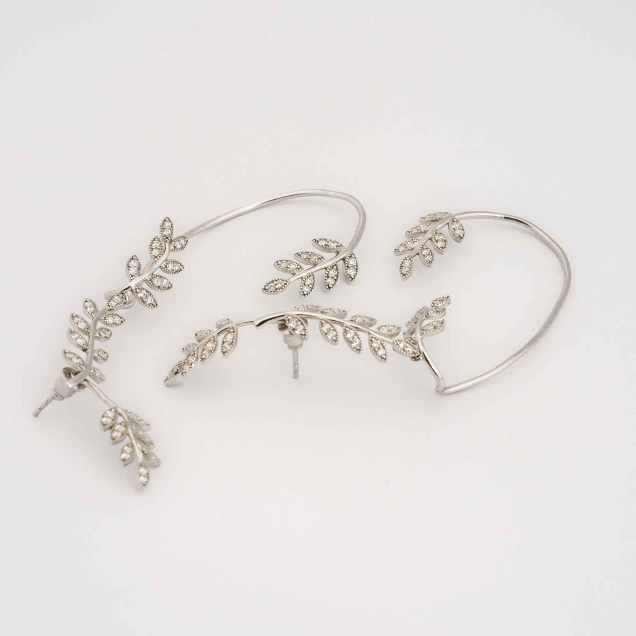 925 sterling silver leaf decor earcuff earring AUS-1007