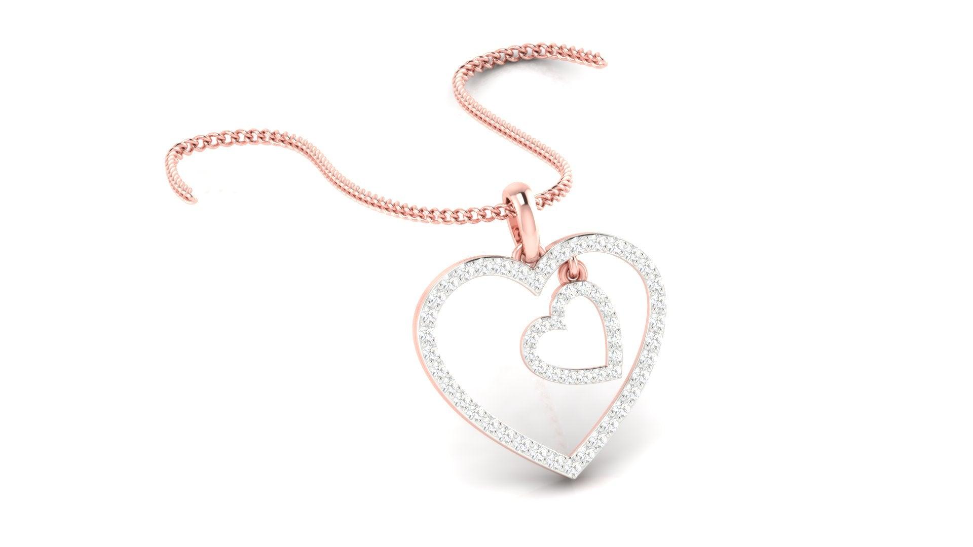 Silver Modern Adjustable Double Heart Rose Gold Pendant For Women