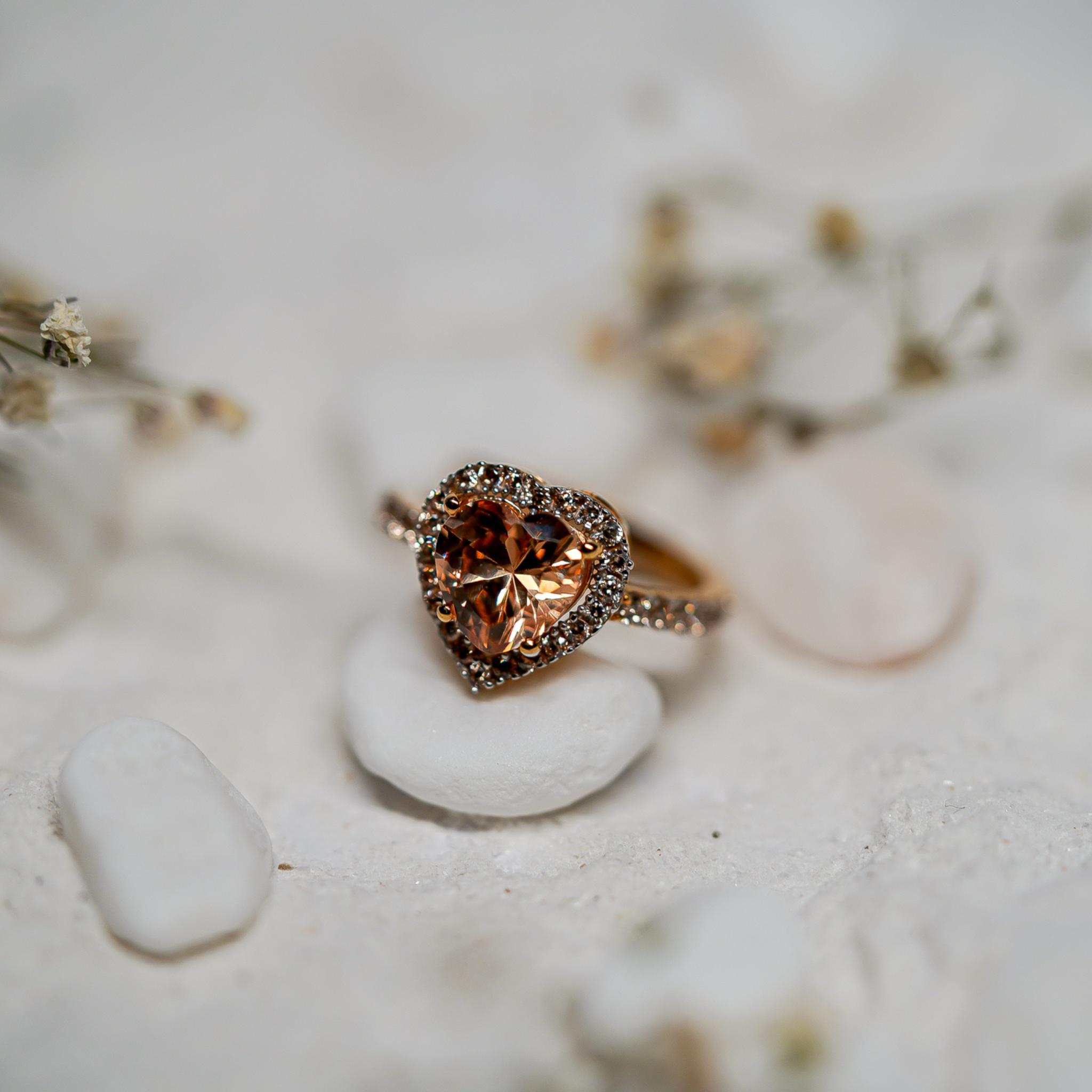 Yellow Gold Brown Heart Ring