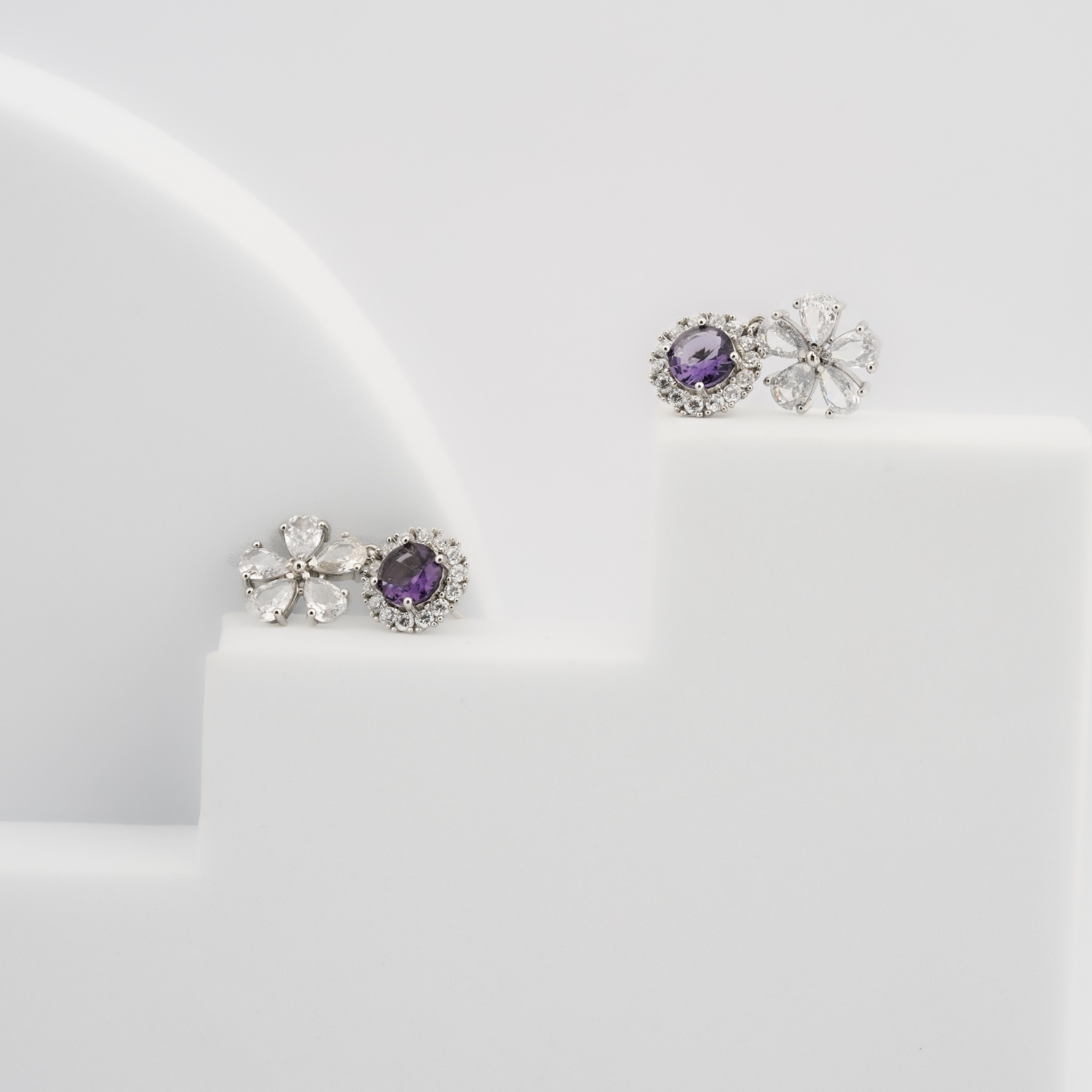 925 sterling silver purple stone flower earring AUS-992