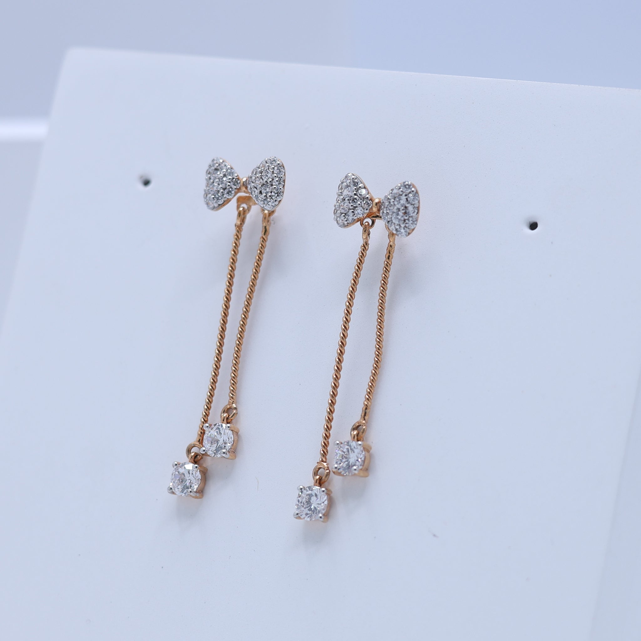 Silver Sparkle Chic Bow Motif Yellow Gold Earring For Woman