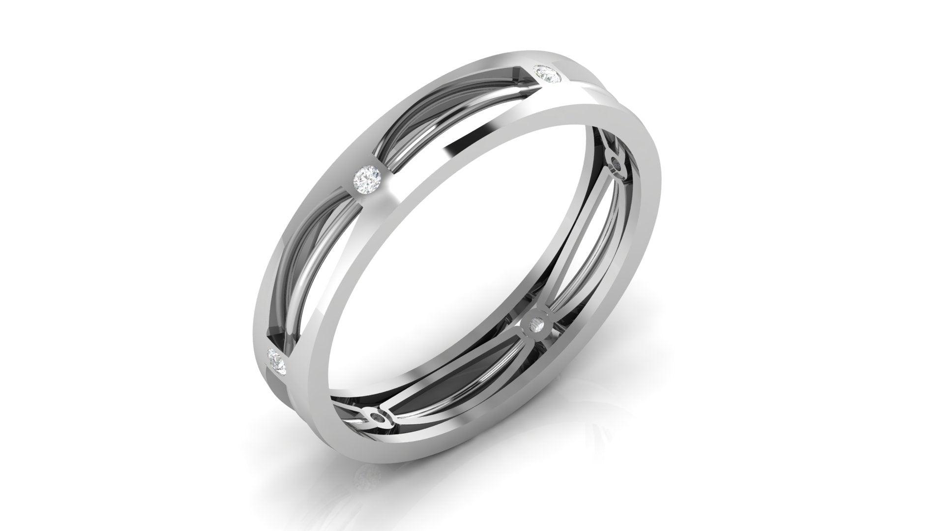 Adjustable Silver White Gold Elegant Open-Pattern Band For Couple