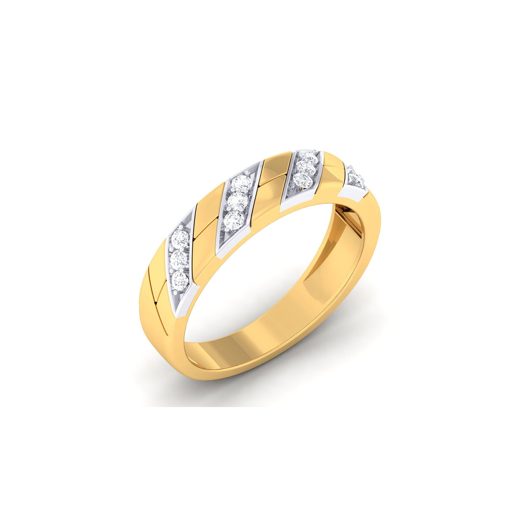 Adjustable Modern Silver Yellow Gold Diagonal Stripe Band