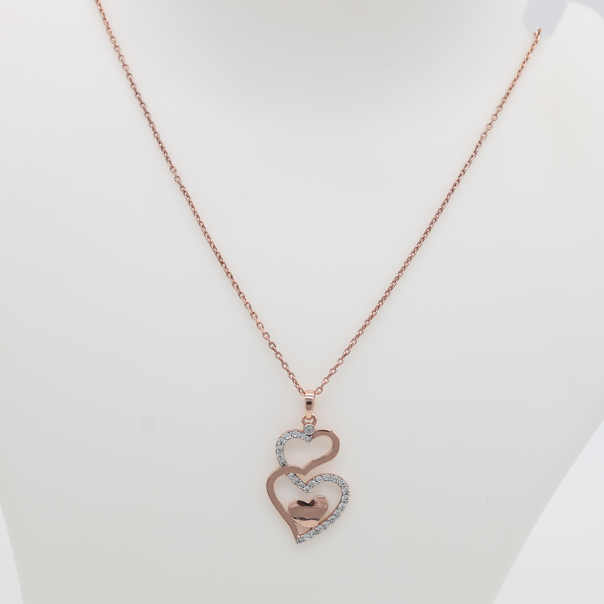 Silver Elegant Adjustable Heart Layer Rose Gold Pendant For Women