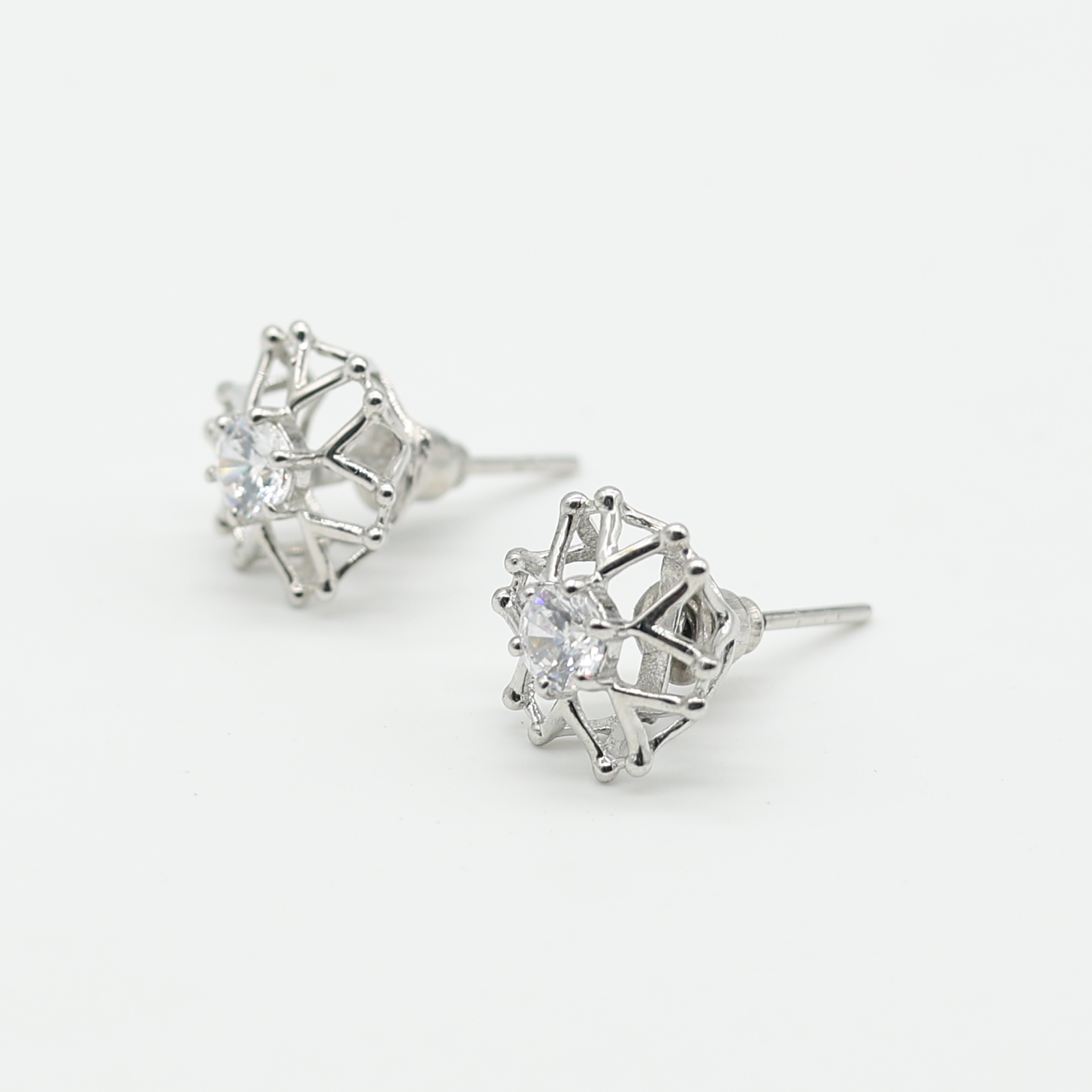 Geometric Floral Silver White Gold Plated Earring For Women