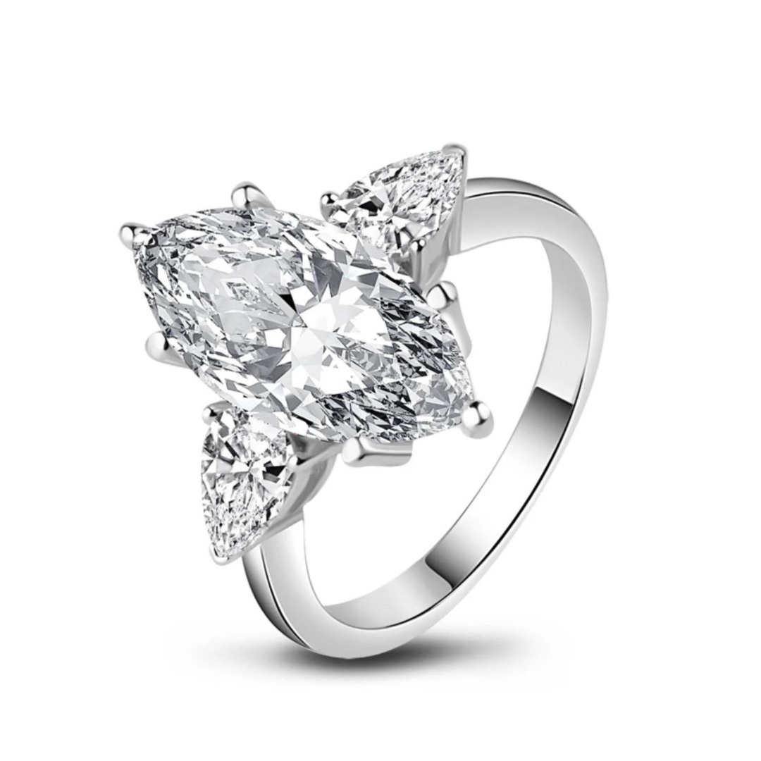 925 Sterling Silver Marquise Solitaire Ring