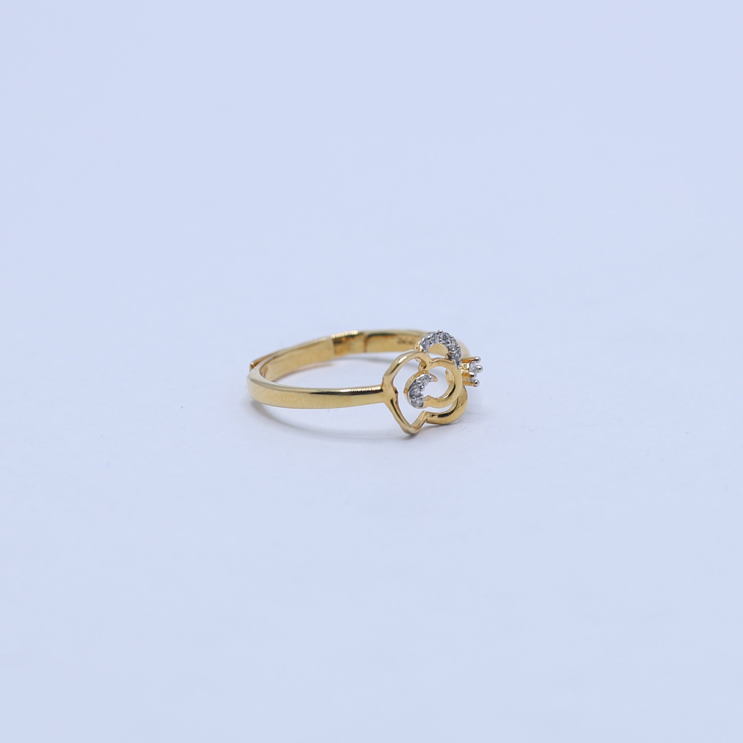 Yellow Gold Plated Adjustable Open Floral Silver Elegant Ring For Women