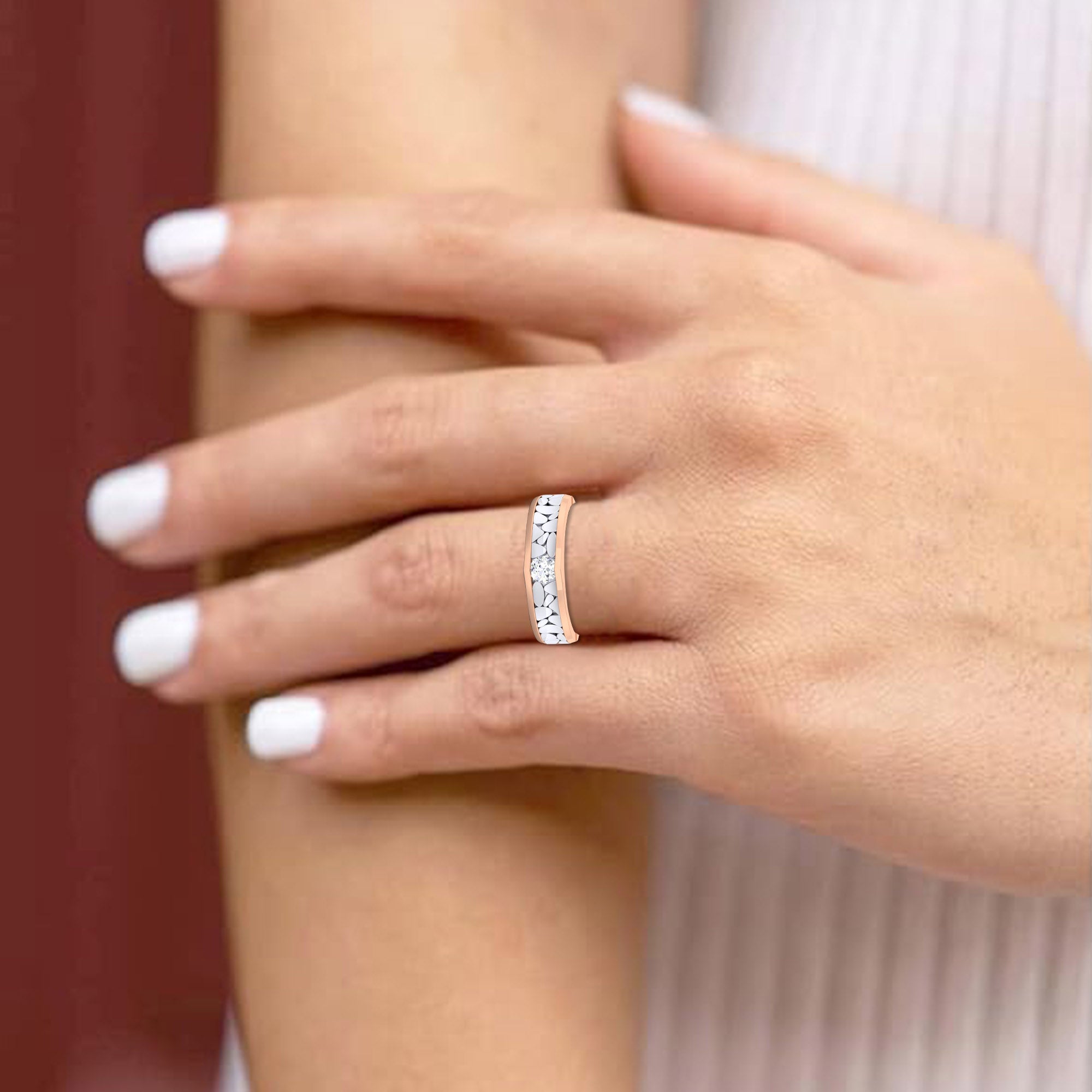 Adjustable Unique Silver Rose Gold Pebble Band