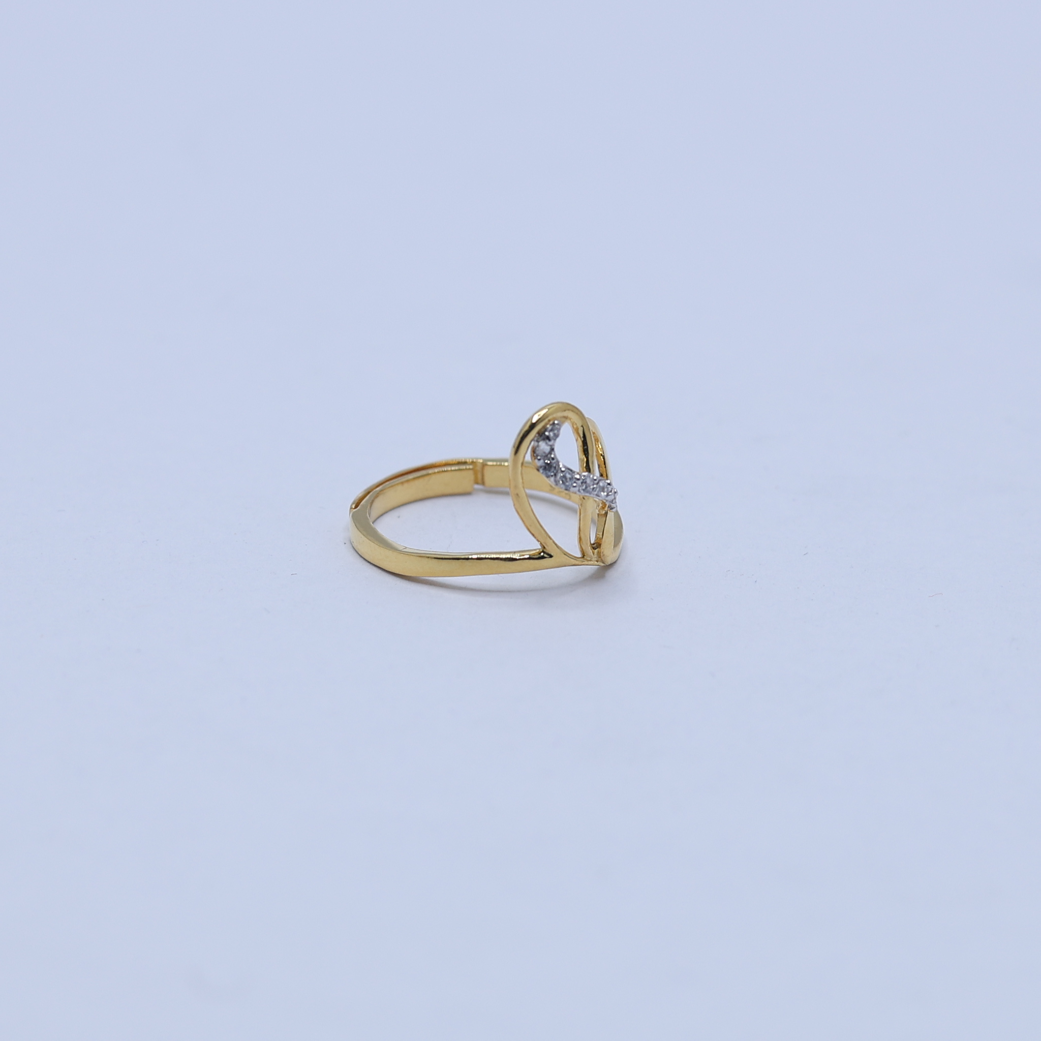 Yellow Gold Plated Adjustable Open Heart Silver Modern Ring For Women