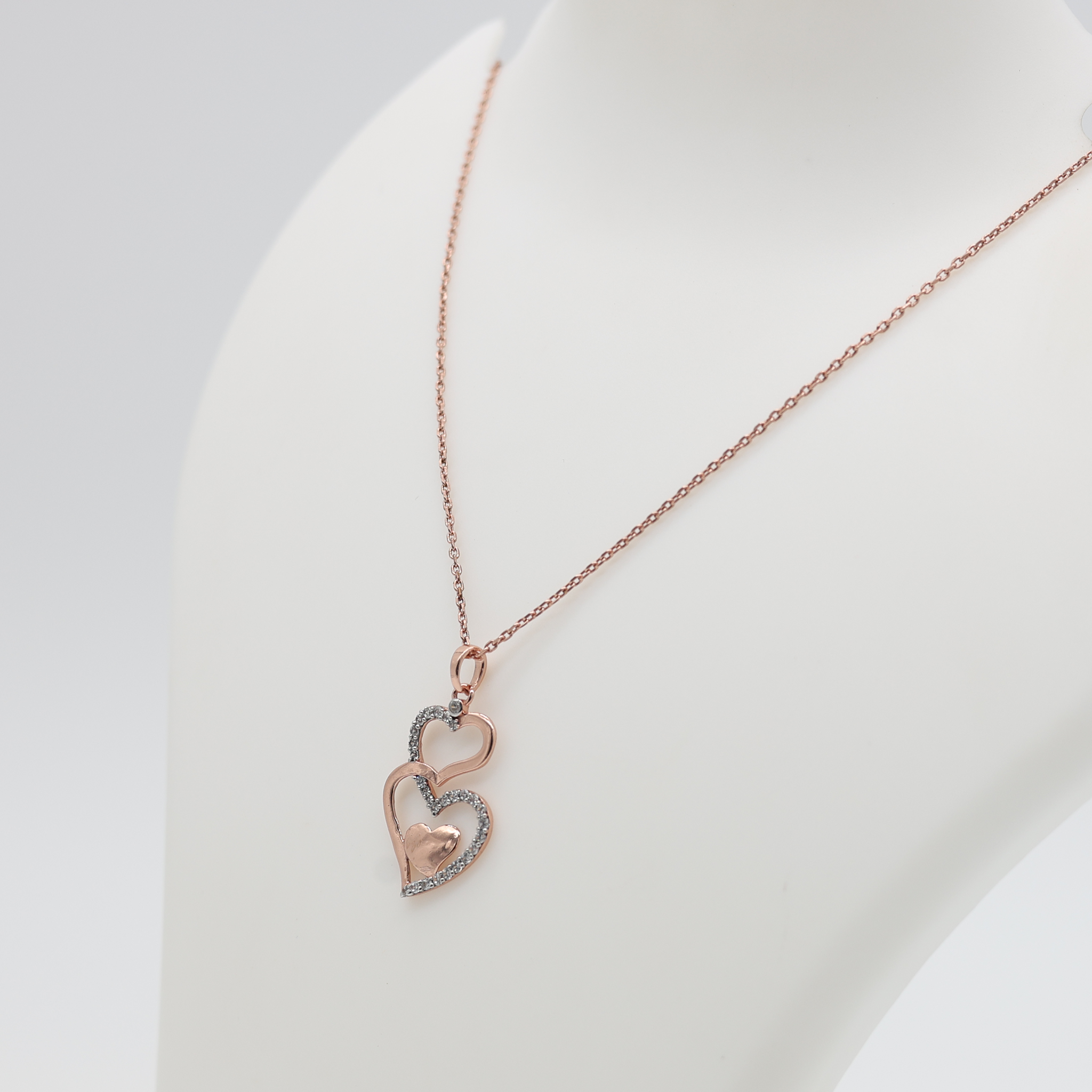 Silver Elegant Adjustable Heart Layer Rose Gold Pendant For Women