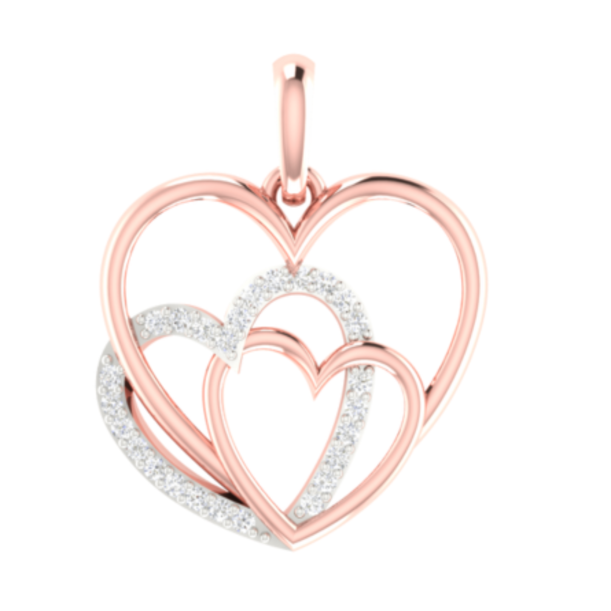 Triple Heart Rose Gold Pendant