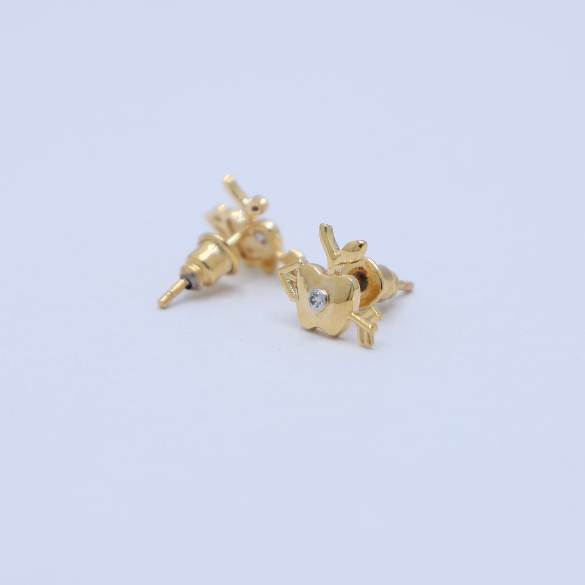 Apple Arrow Yellow Gold Silver Playful Earring for Kids