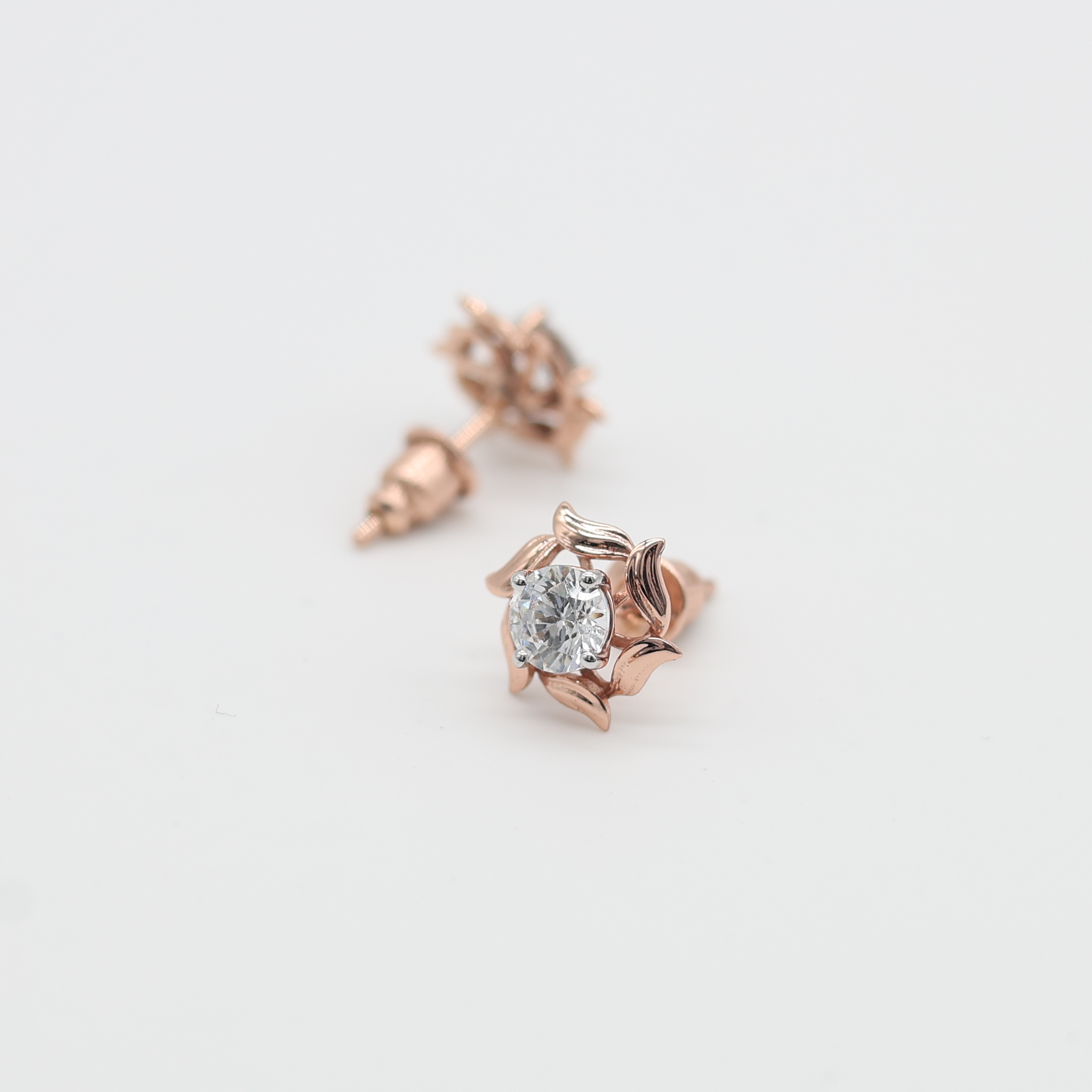 Rose Gold Adjustable Silver Flowerettes Stud Earring For Woman