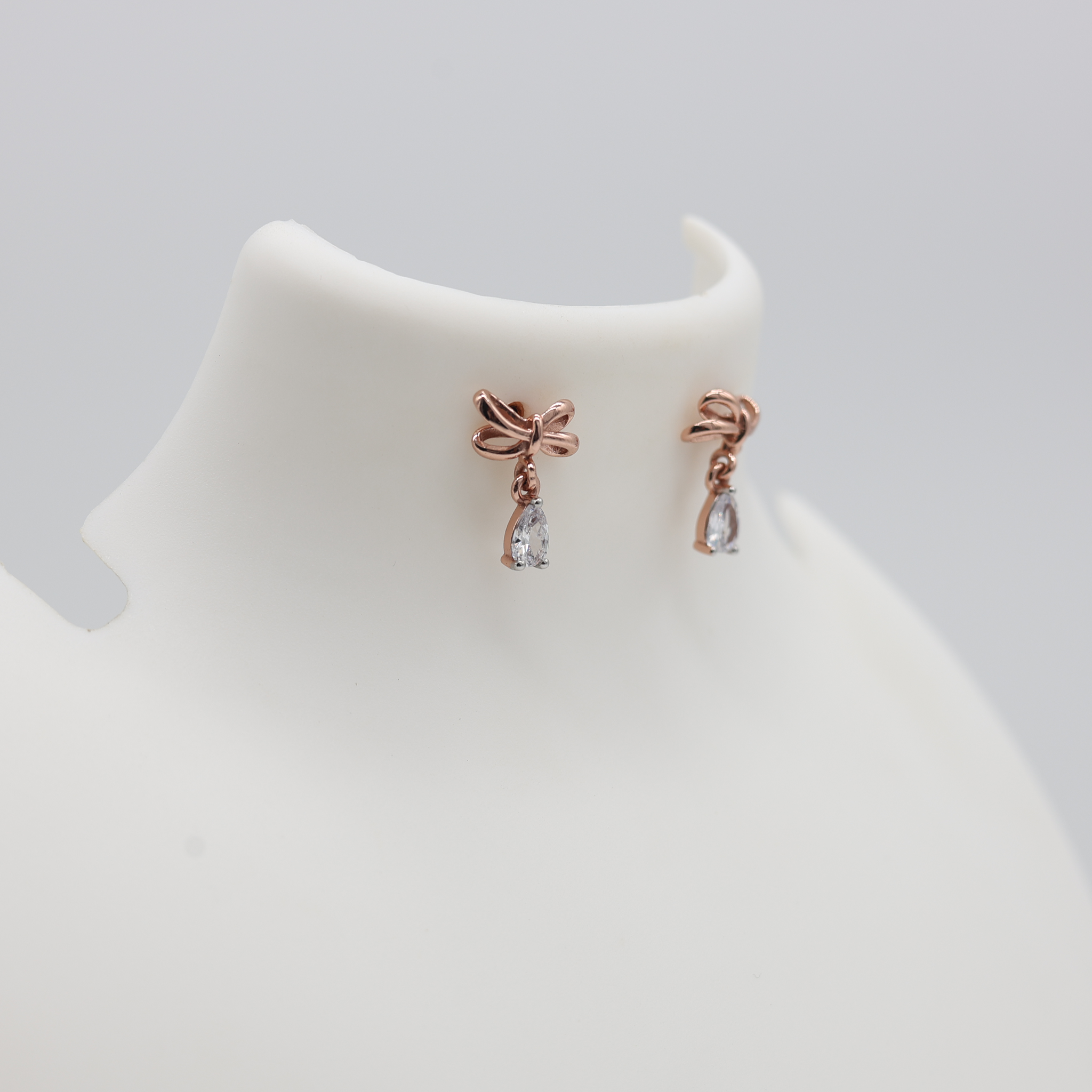 Elegant Bow Teardrop Silver Rose Gold Plated Earrings For Women