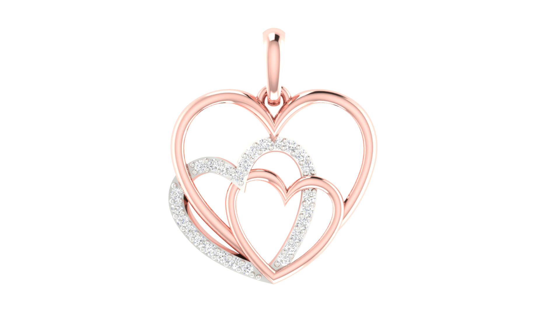 Silver Radiant Adjustable Interlock Triple Heart Rose Gold Pendant For Women