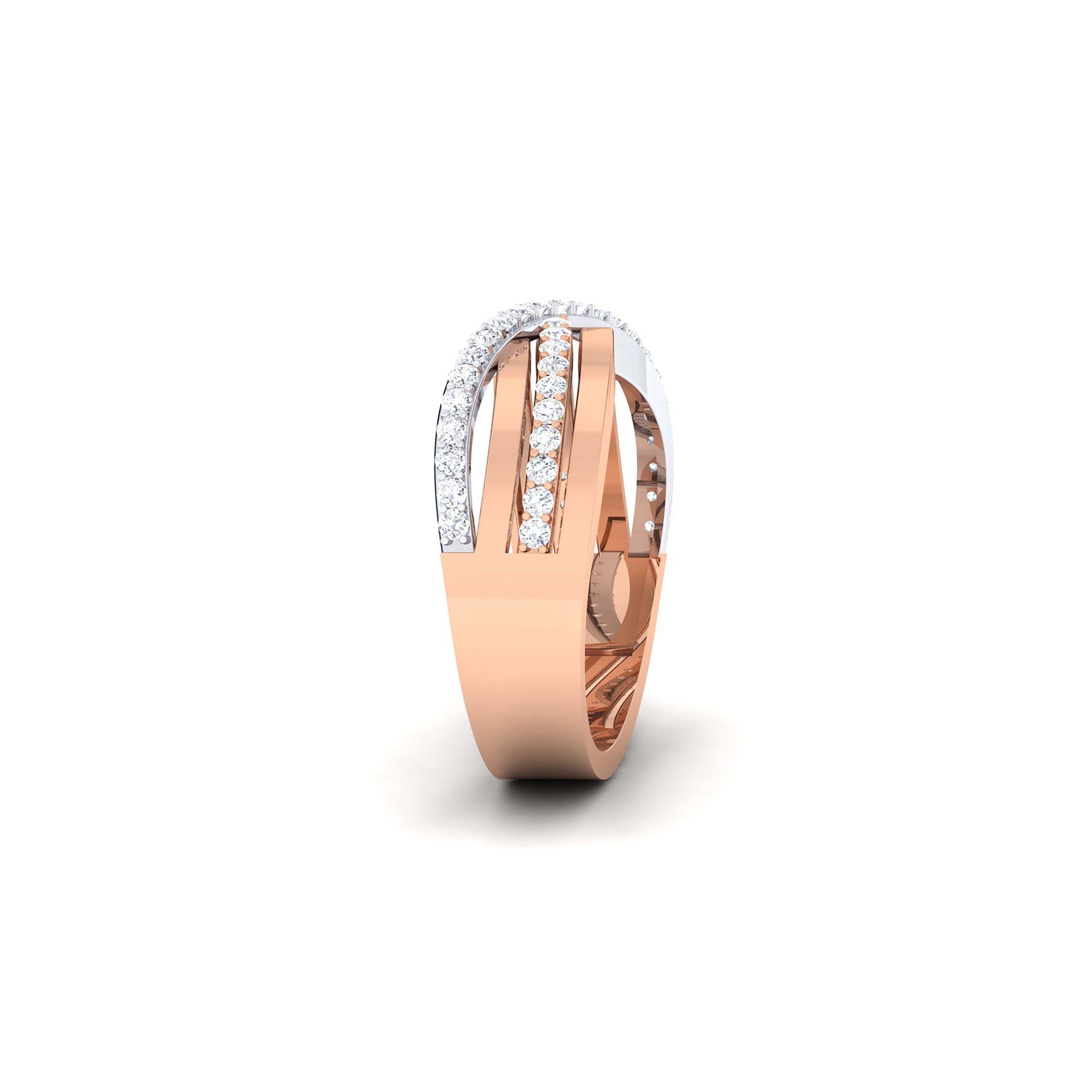 Adjustable Intricate Silver Rose Gold Crossover Women Band