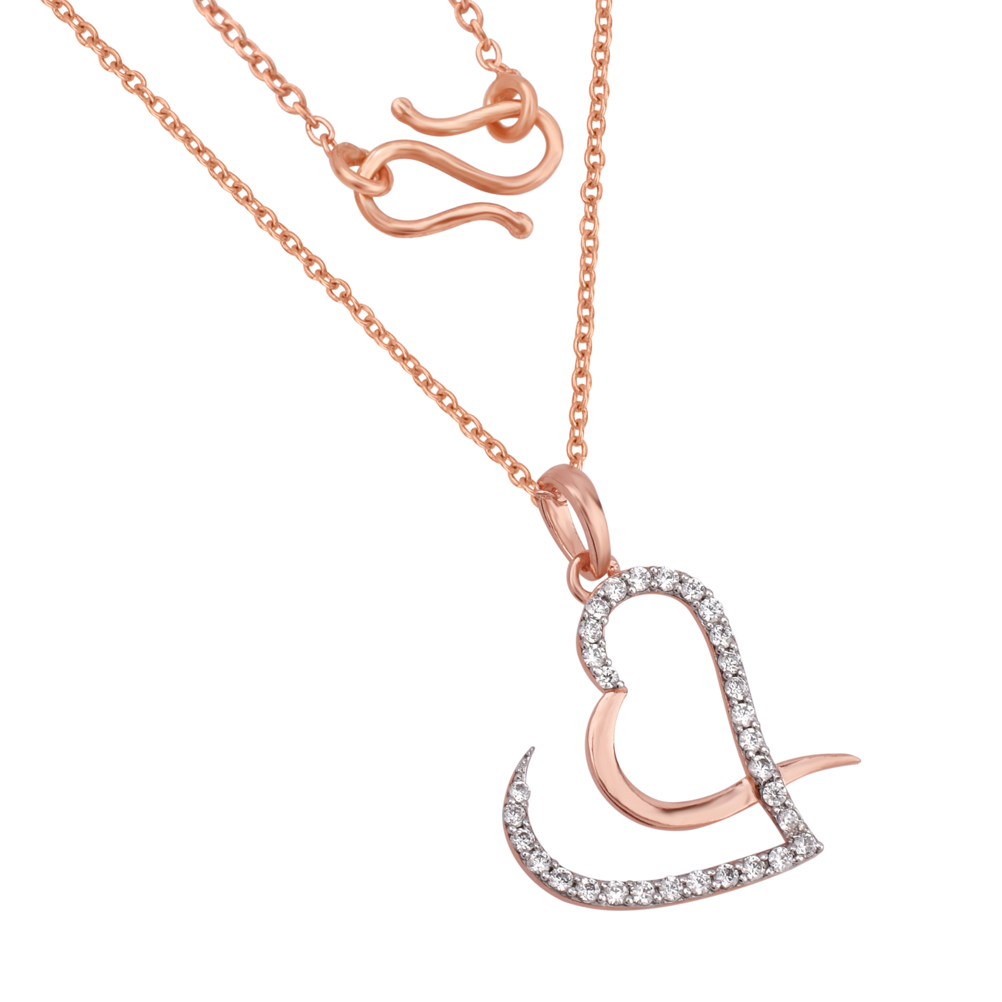 Silver Enchanting Adjustable Open-Heart Rose Gold Pendant For Women