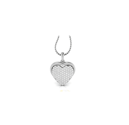 Silver Sparkling Adjustable Heart White Gold Pendant For Women