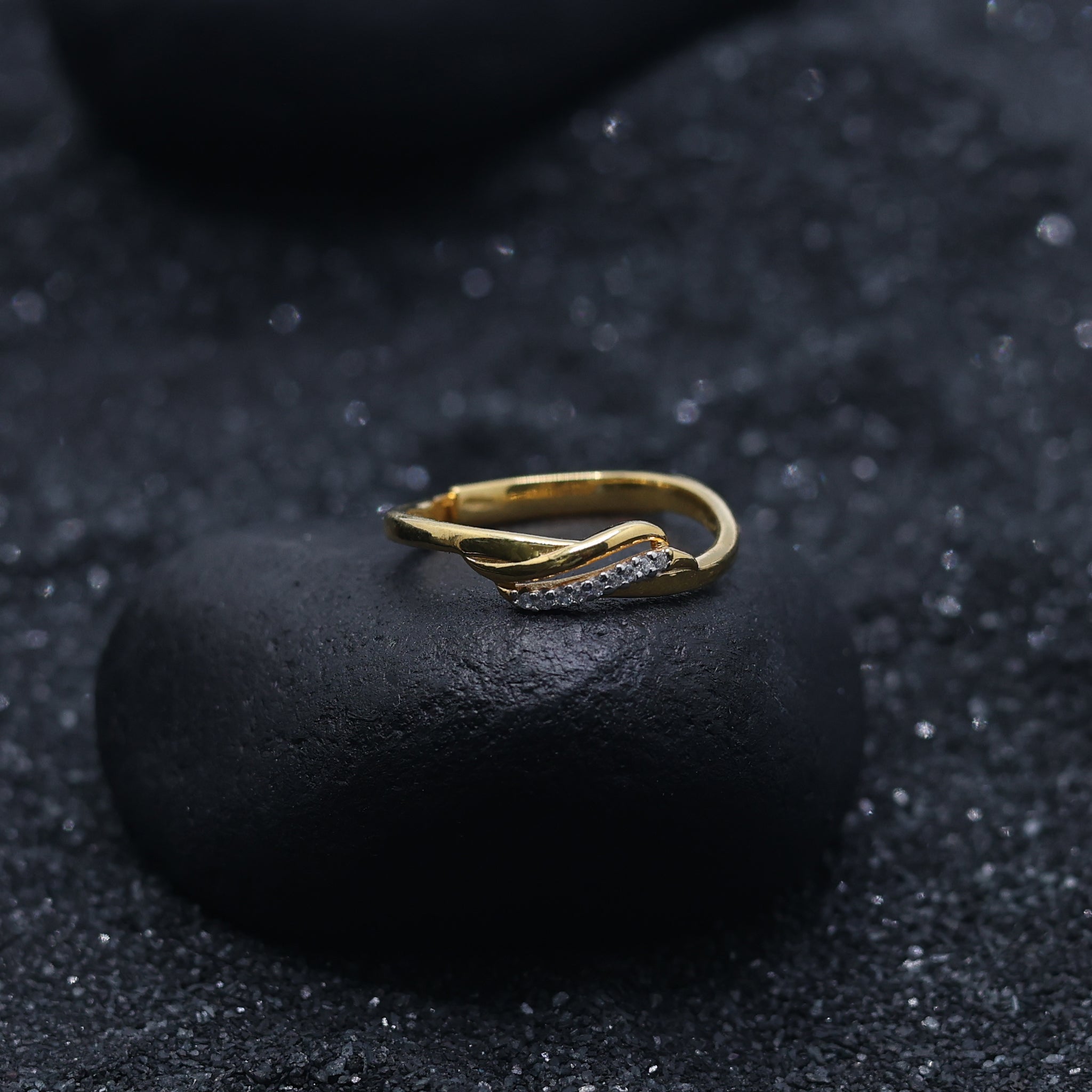 Silver Yellow Gold Plated Adjustable Twisted Elegant Ring For Women