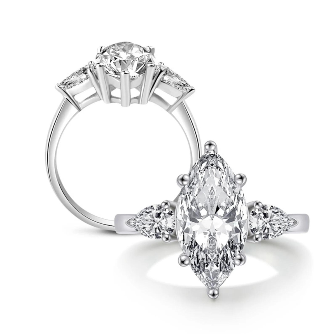 925 Sterling Silver Marquise Solitaire Ring