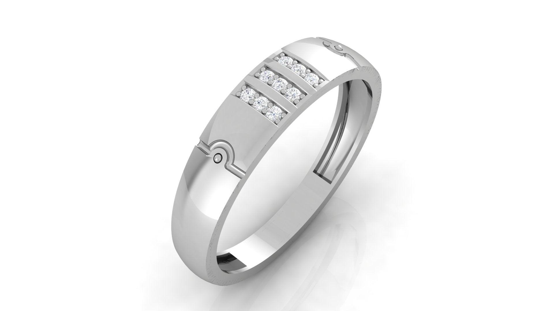 Adjustable Silver White Gold Classic Triple-Layered Band For Couple